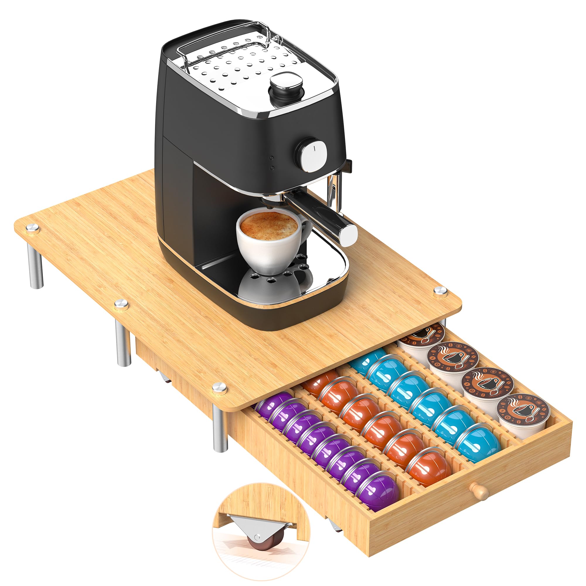 Cajón para cápsulas de café compatible con cápsulas Nespresso Vertuo, soporte para tazas K