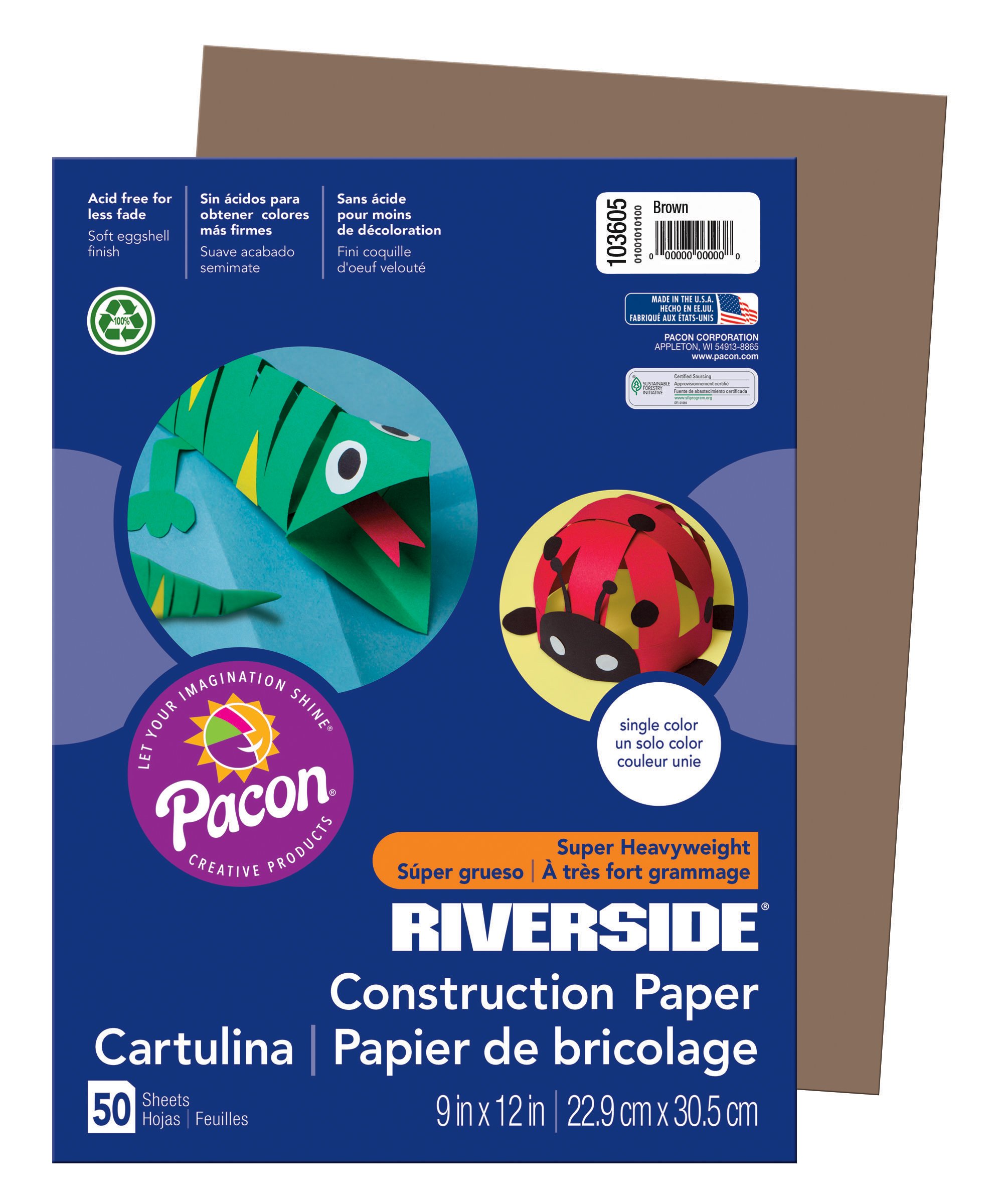 Riverside 103605 Construction Paper, PAC103605, 0.4' Height, 9' Width, 12.1' Length (Pack of 50)