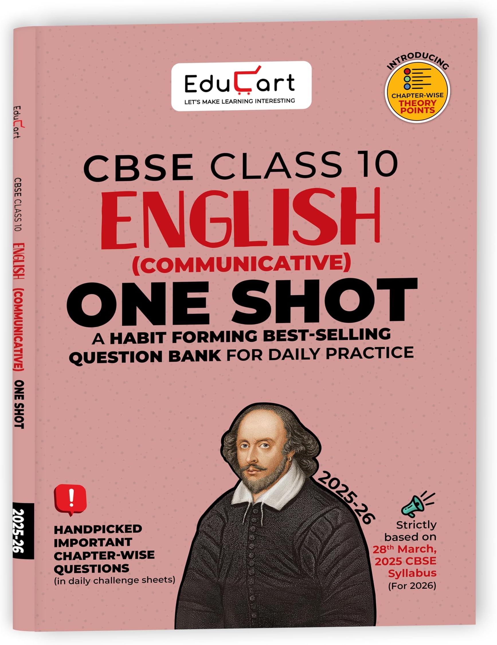 Educart One-shot English Communicative CBSE Class 10 Question Bank 2025-26 on new Syllabus 2026 (Strictly for Boards Exam)