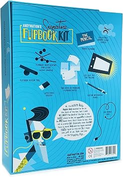 مجموعة Flipbook المميزة من Andymation للأطفال والكبار لرسم الرسوم المتحركة، وورق Flipbook المثقوب مسبقًا، ومسامير التجليد القابلة للإزالة، والممحاة المخصصة، #34؛ Flipbook مطبوع بقلم رصاص