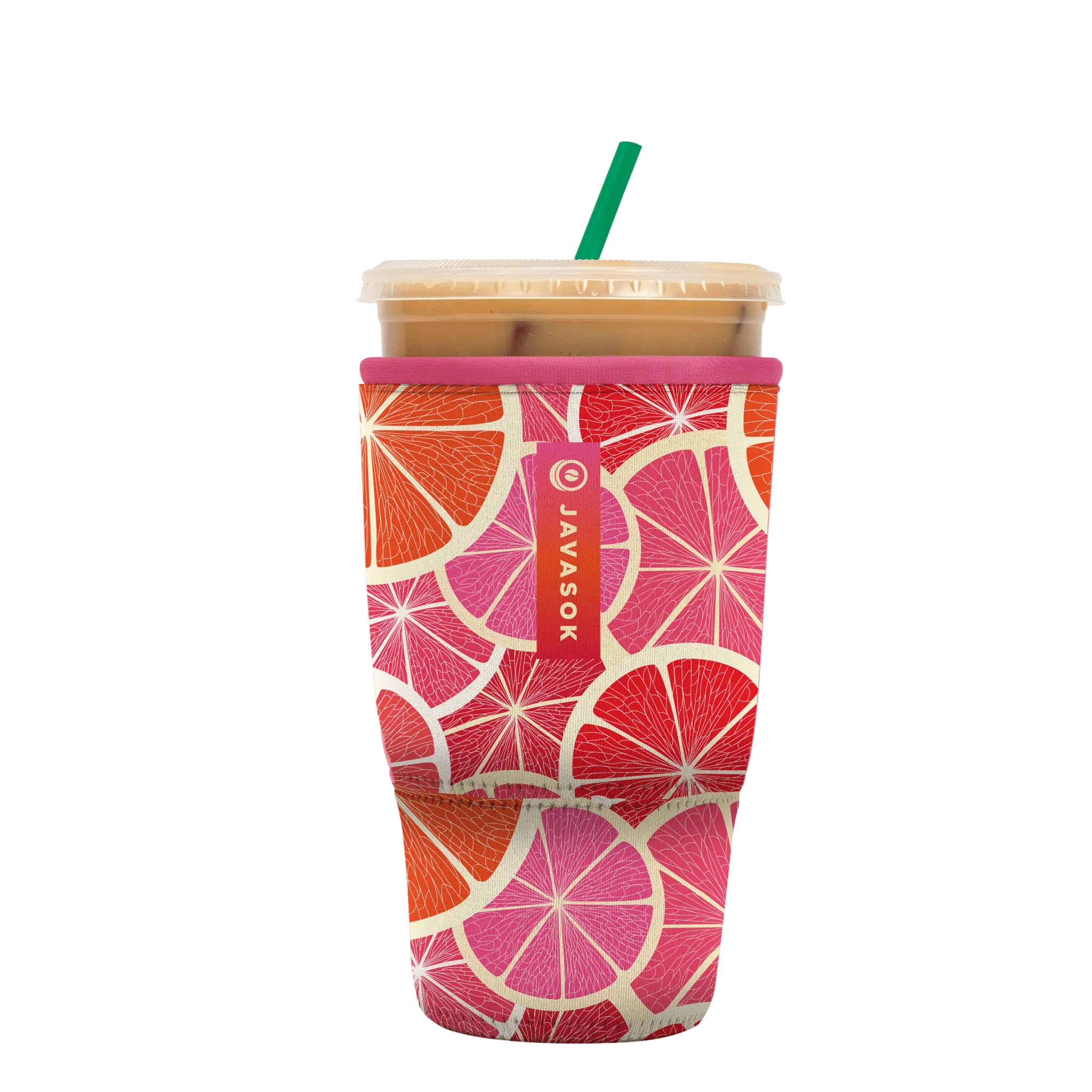 Sok It JavaSok Iced Coffee &amp; Cold Soda Insulated Neoprene Cup Sleeve (Sunshine Slices, Large: 30-32oz)
