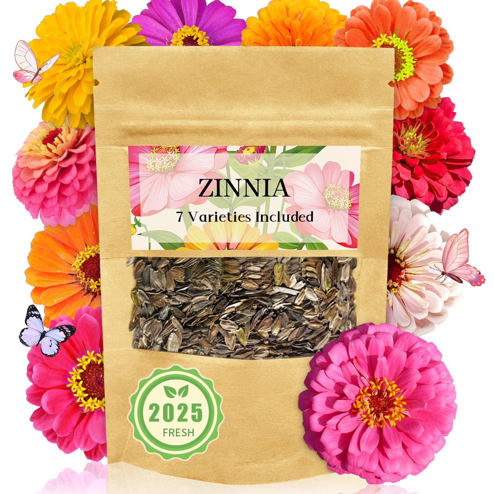 Zinnia Seeds Bulk 5,000+ | Flor de exterior para plantar | Semillas gigantes de zinnia para 2025 | Colores mezclados y flores grandes para jardines | Alta germinación, aptas para principiantes