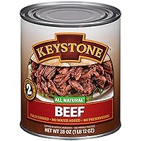 Vista 1 de Keystone Meats Carne de res enlatada de 28 onzas de calor natural y servir, carne enlatada totalmente cocida, lista para comer, 5 años de vida útil