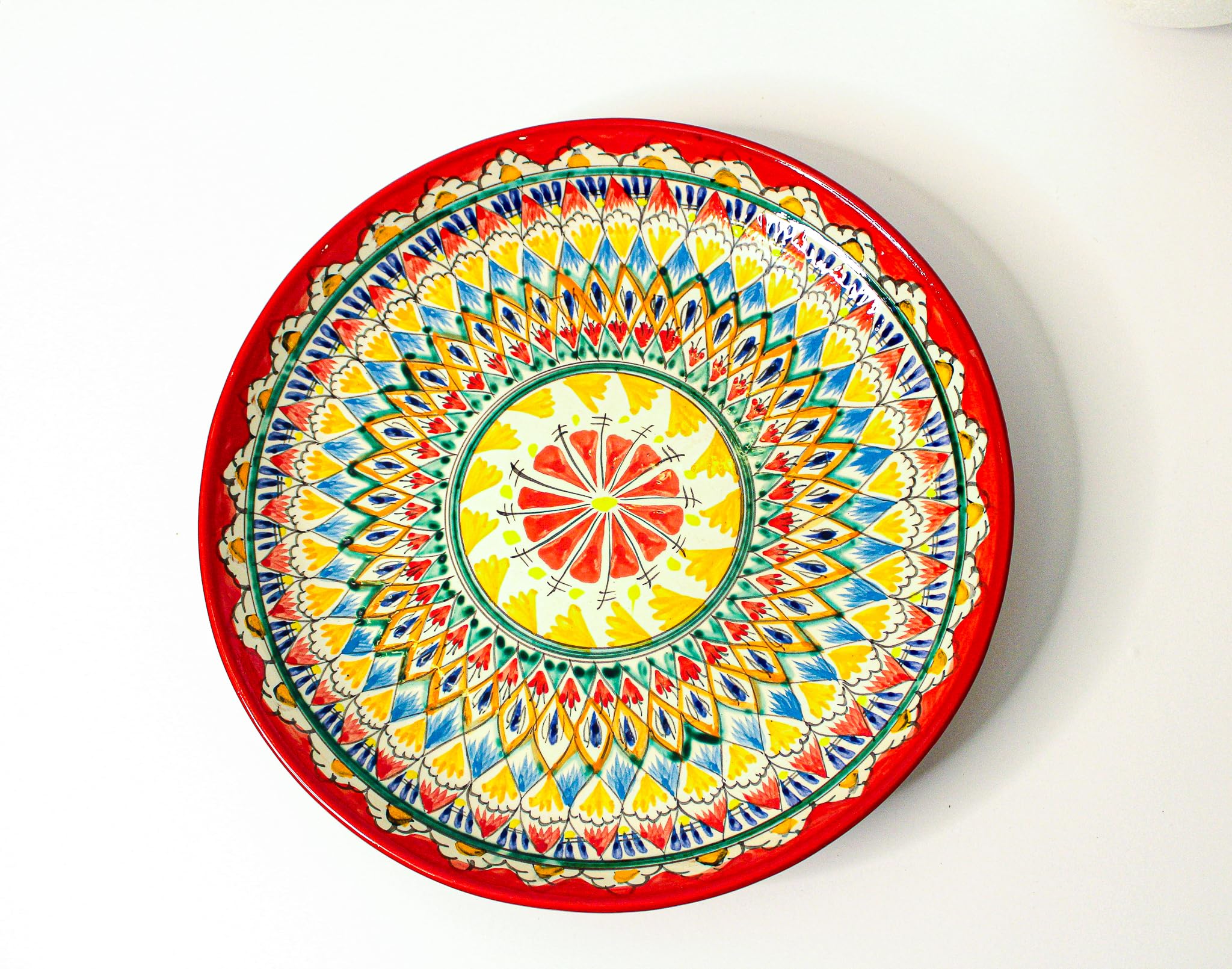 SolVita Elegant Large Ceramic Dinner Plate Serving Platter 32cm |Handmade,Hand-Painted – Colorful Decorative Serving Platter | Gift | Home Decor | Serving Dish| 32cm (Alins Psychedelic 2)