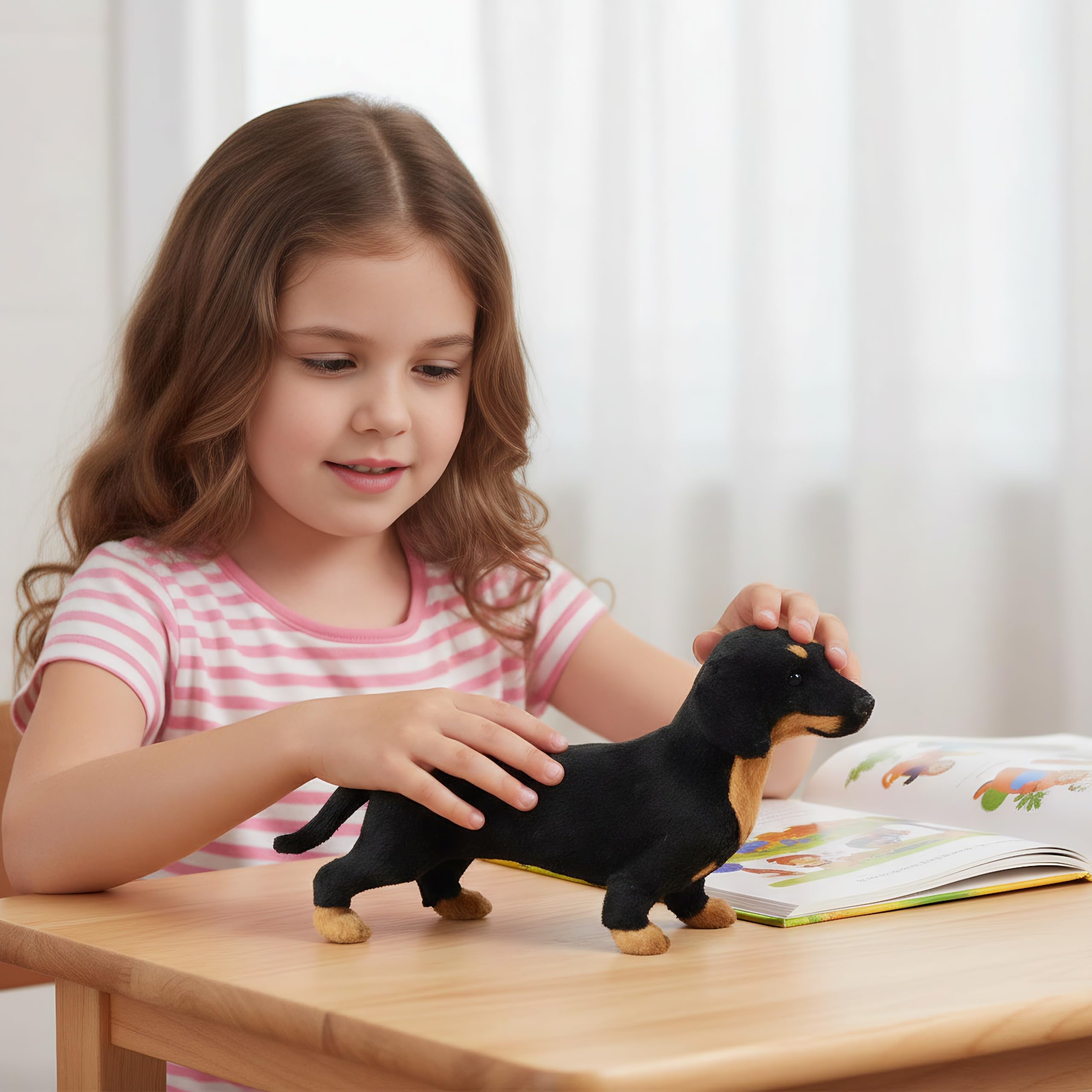 Alipis Realistic Dachshund Dog Model Toy for Kids Educational Play Figures Sausage Dog Craft 8.27X4.72X1.97In Imaginative Learning - Image 2
