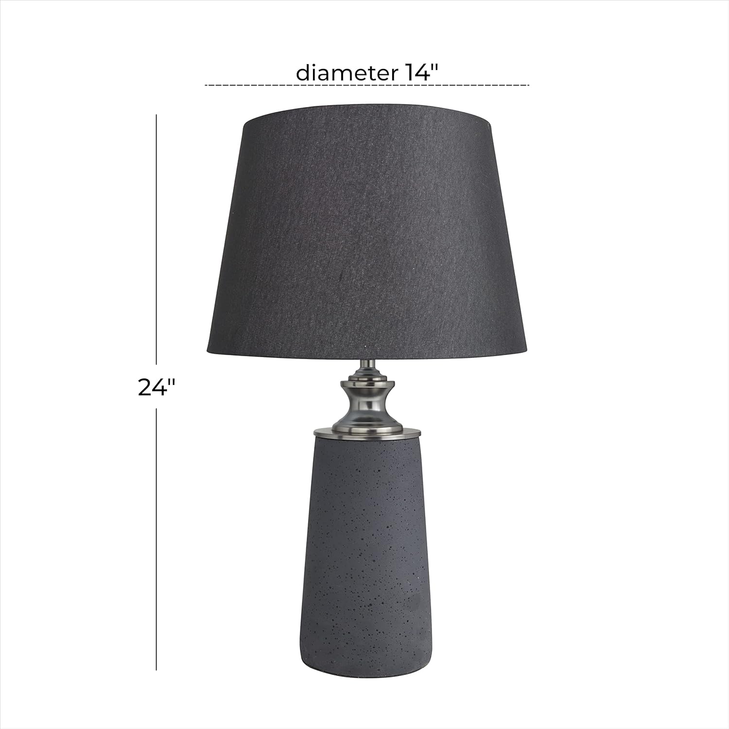 Deco 79 Modern Cement Table Lamp Bedside Desk Lamps for Bedroom, Living Room, Office, Kids Room, Girls Room, Dorm, 14" L x 14" W x 24" H, Black