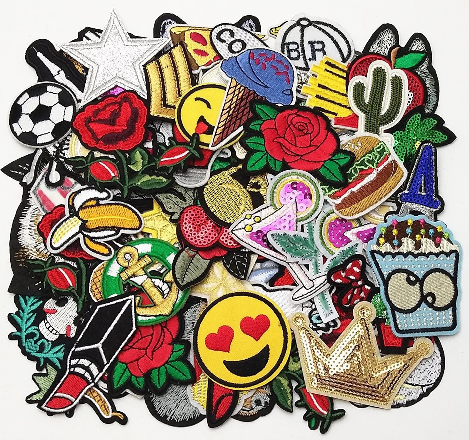20/50/100pcs Random Assorted Styles Embroidered Patch Sew On/Iron On Patch Applique Clothes Dress Plant Hat Jeans Sewing Flowers Applique DIY Accessory (Assorted-Style 5) (20)
