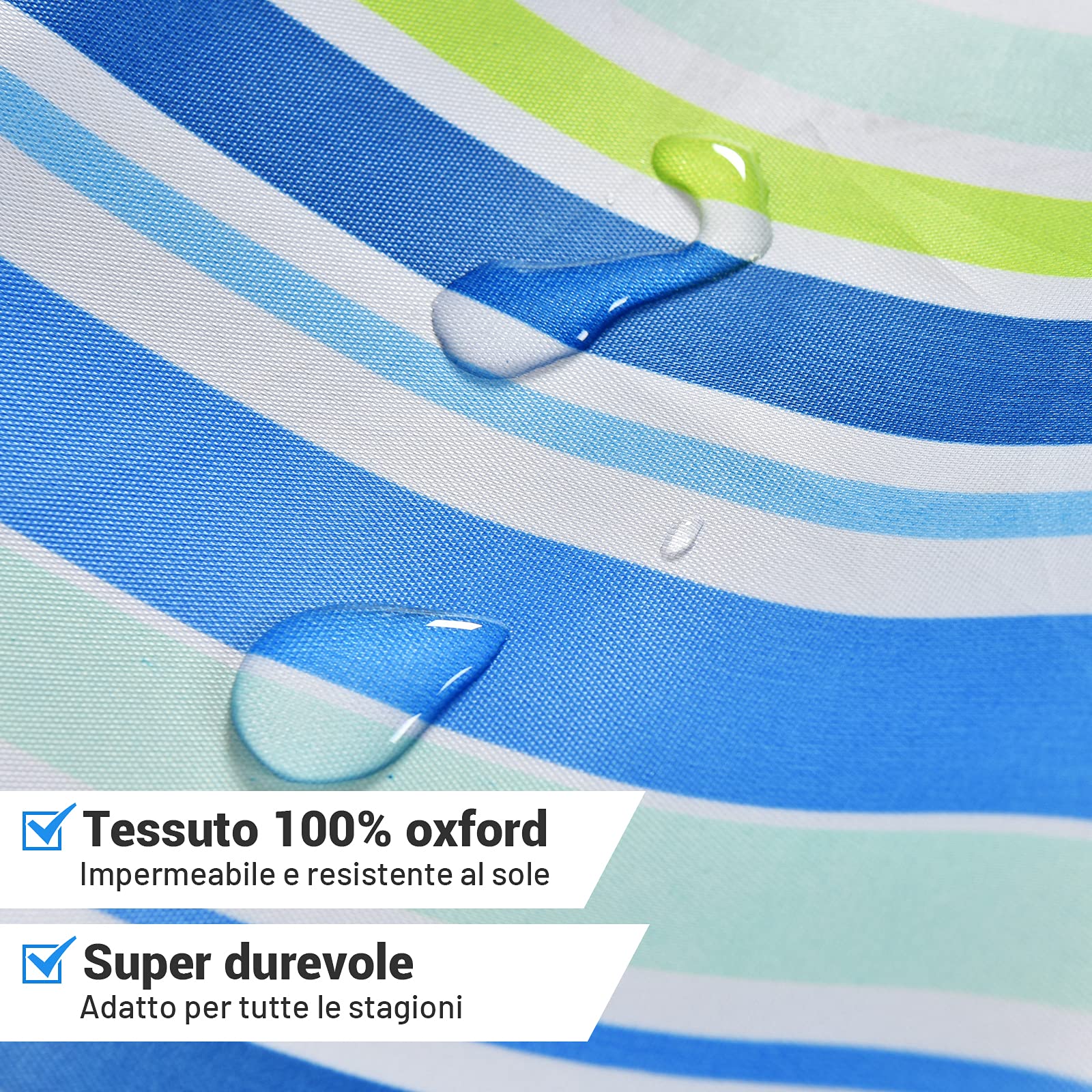 COSTWAY Ombrellone da Spiaggia 243 cm, Portabile, Inclinazione Regolabile, Filtro UV, con Borsa (Blu)