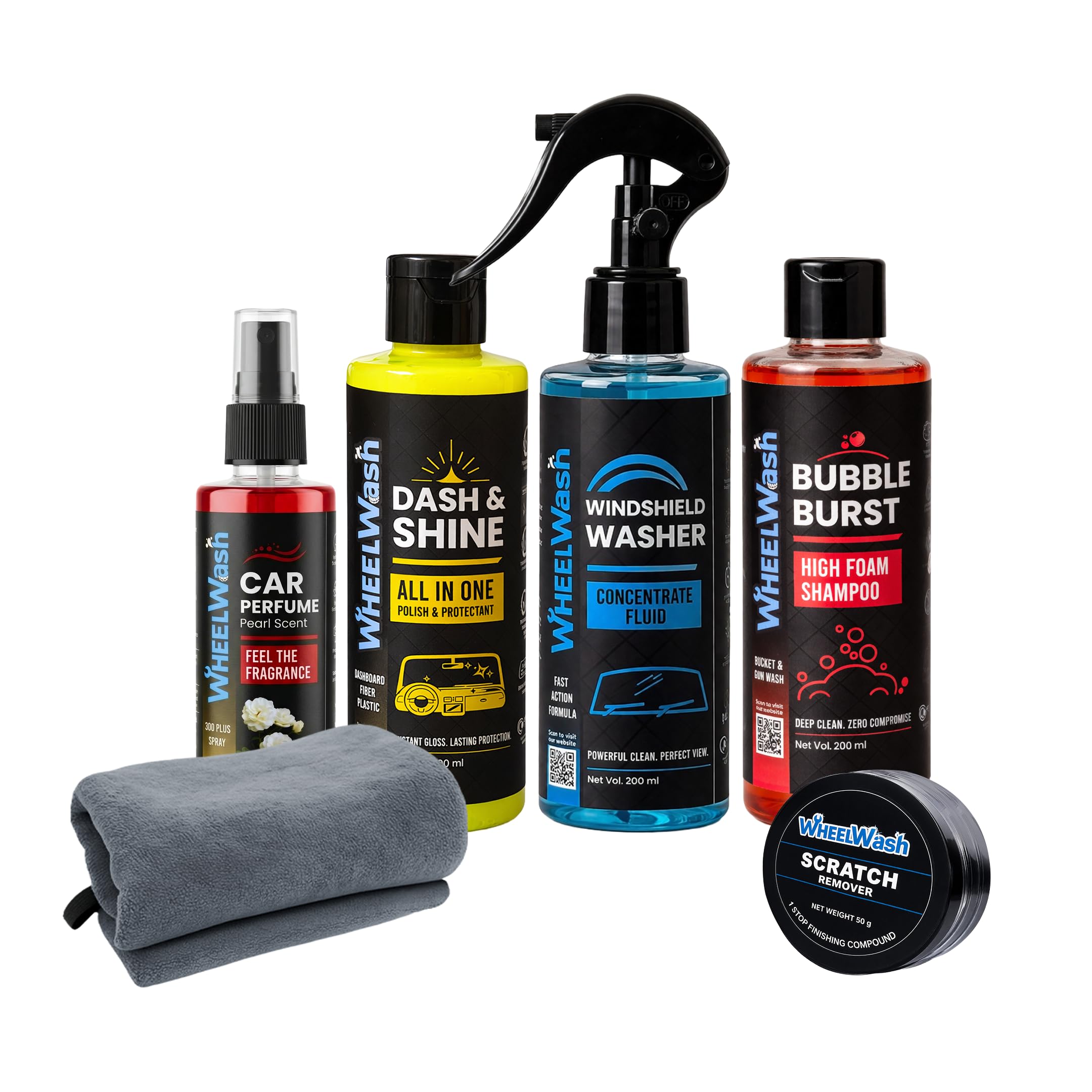 Complete Car Care Kit 6 in 1 | Car Cleaning Kit with Shampoo, Dashboard Polish, Glass Cleaner, Scratch Remover, Perfume & Microfiber Cloth | Car Detailing Kit for Interior & Exterior Care-image-43