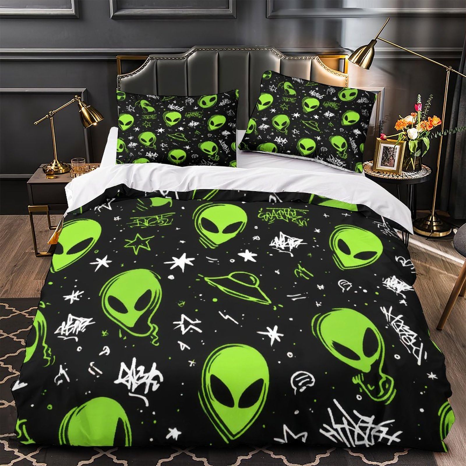 Parure de lit grenouille verte 200x200 avec housse de couette imprimée 3D pour ado