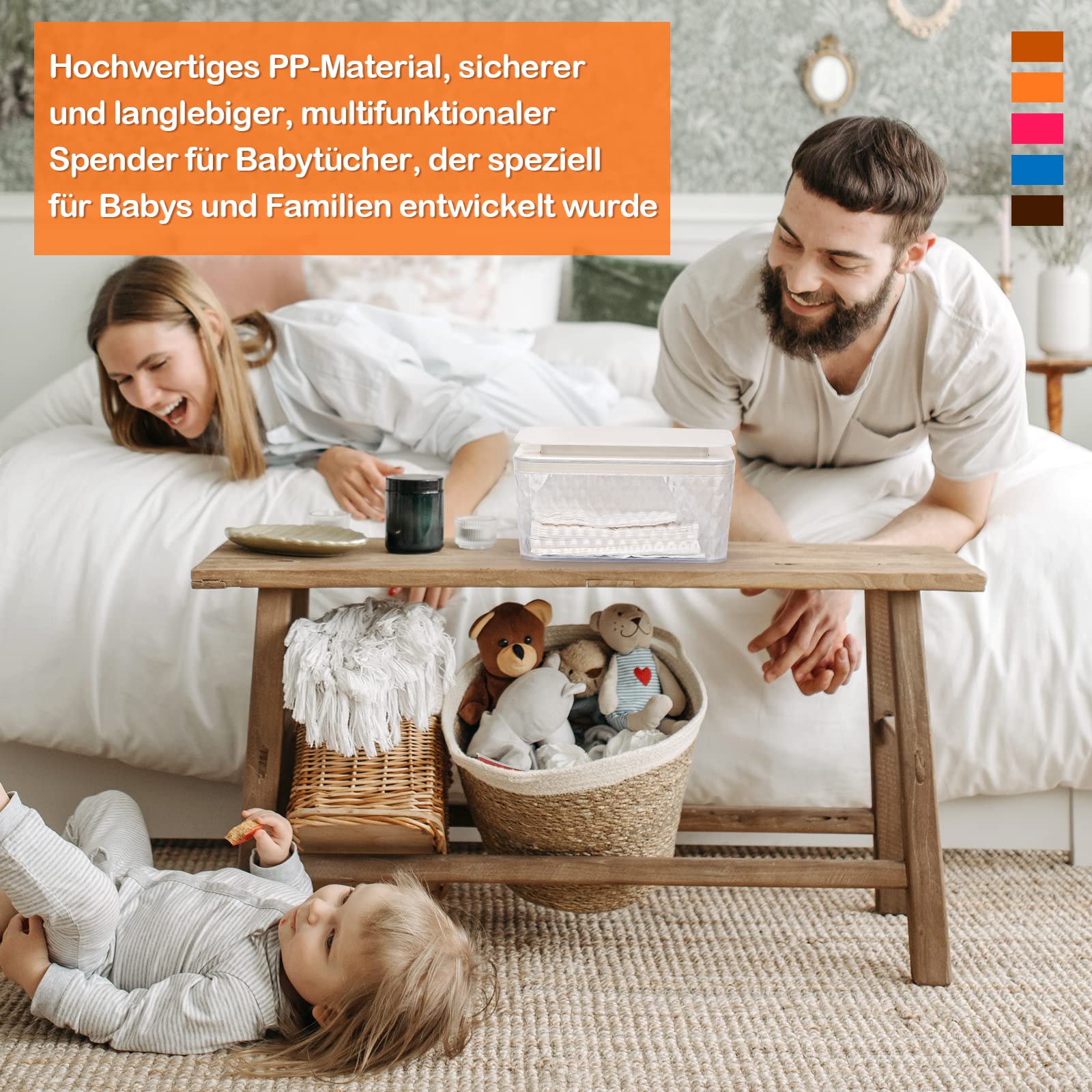 Boîte à lingettes humides, pour lingettes de soins pour bébé, sans BPA, avec couvercle, mallette de rangement pour la maison et le bureau, blanche