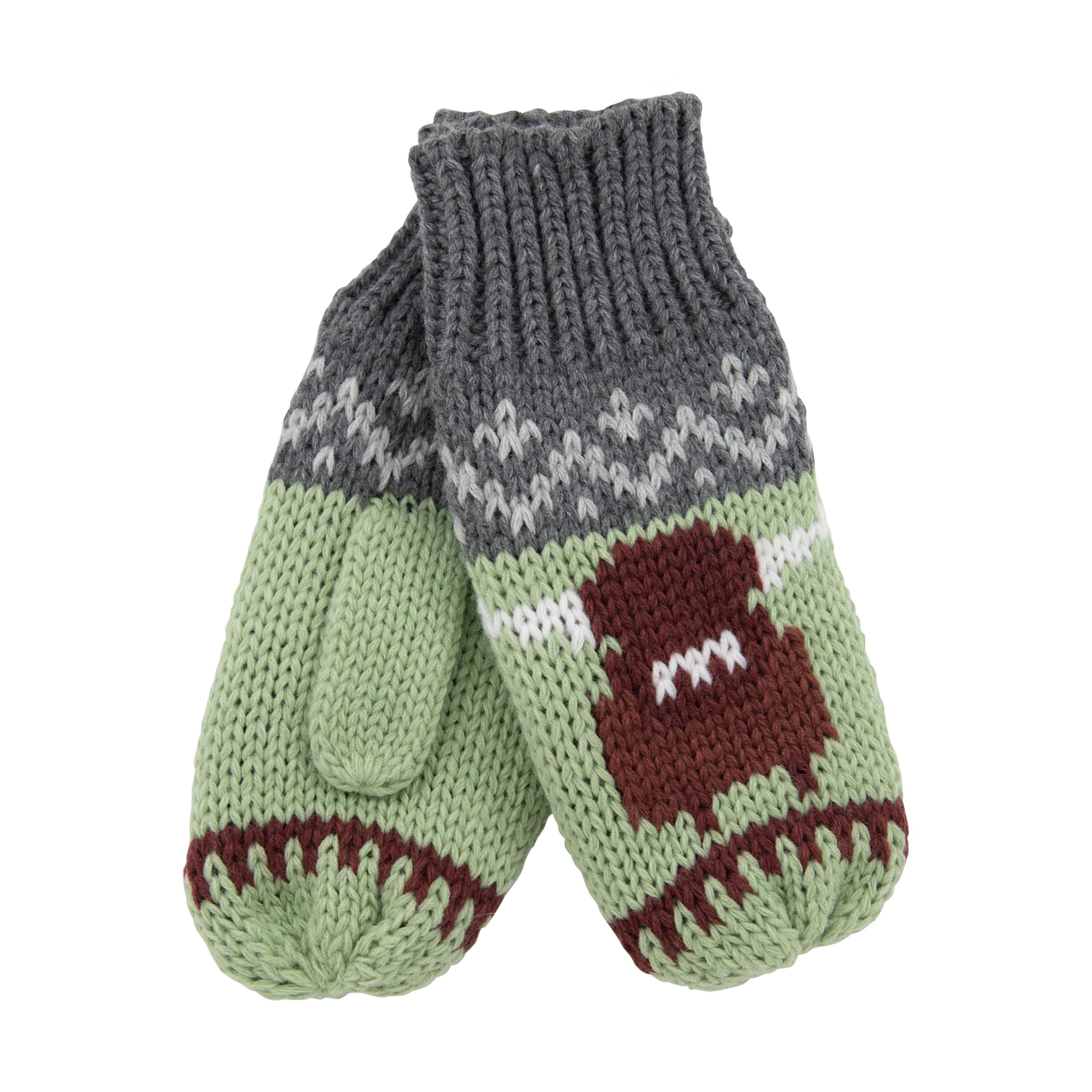 Aran Traditions Highland Cow Mittens, One size, Navy Mitts, Grey Mitts (Steel Grey)