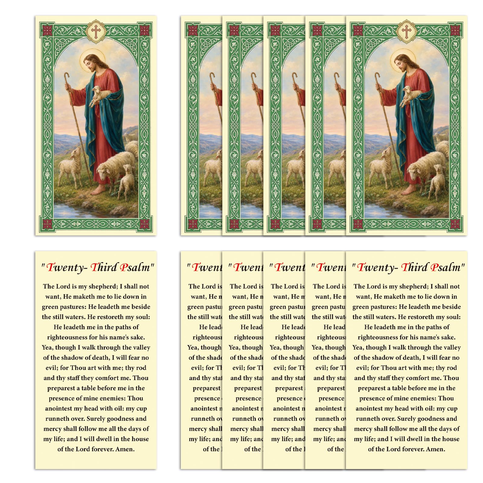 ESNOY 10 Pack Jesus Prayer Cards – Catholic Psalm 23 (Salmo 23) The Protector – Holy Card with 23rd Psalm Gifts