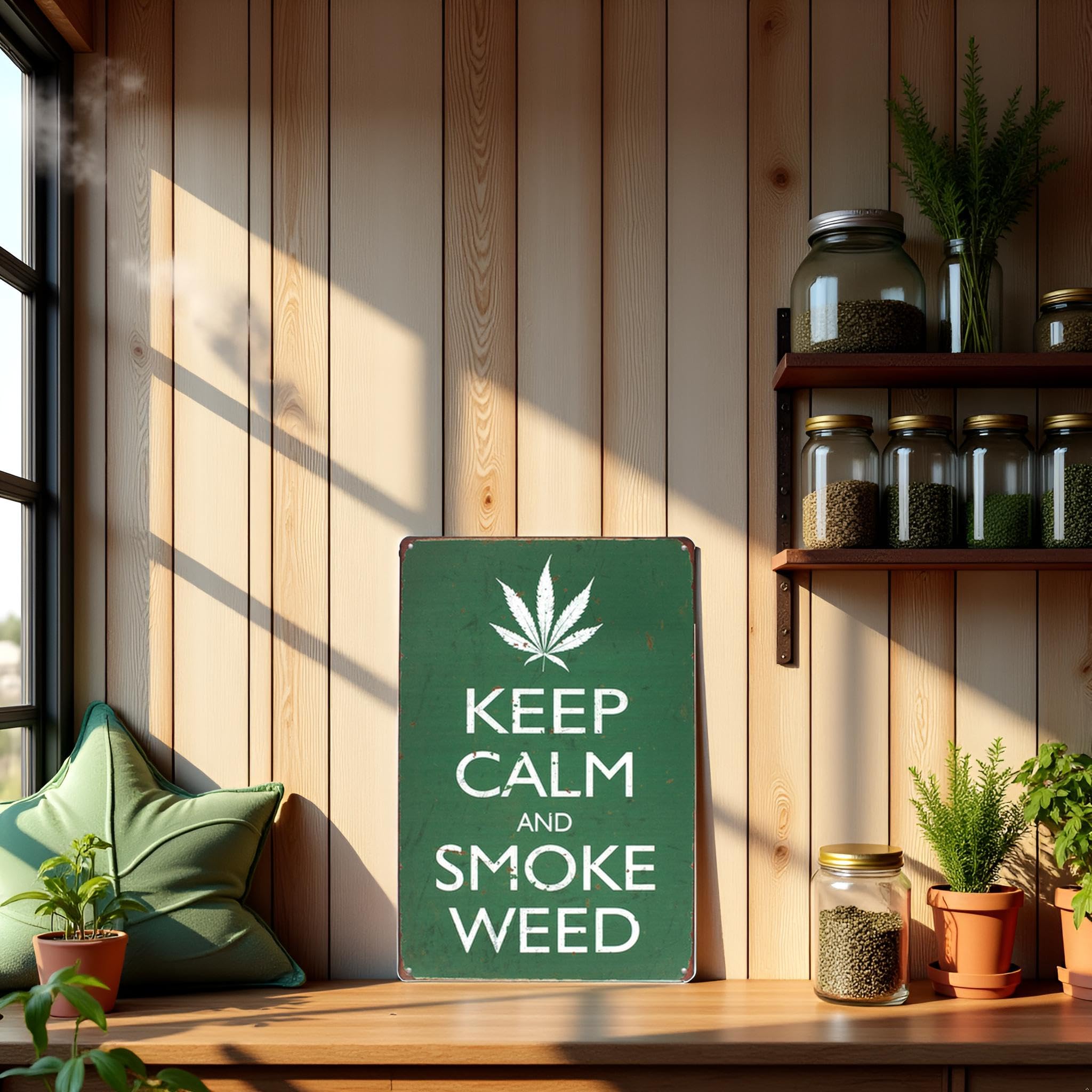 UOOPAI Keep Calm And Smoke Weed Vintage Metal Sign : Amazon.ca: Home