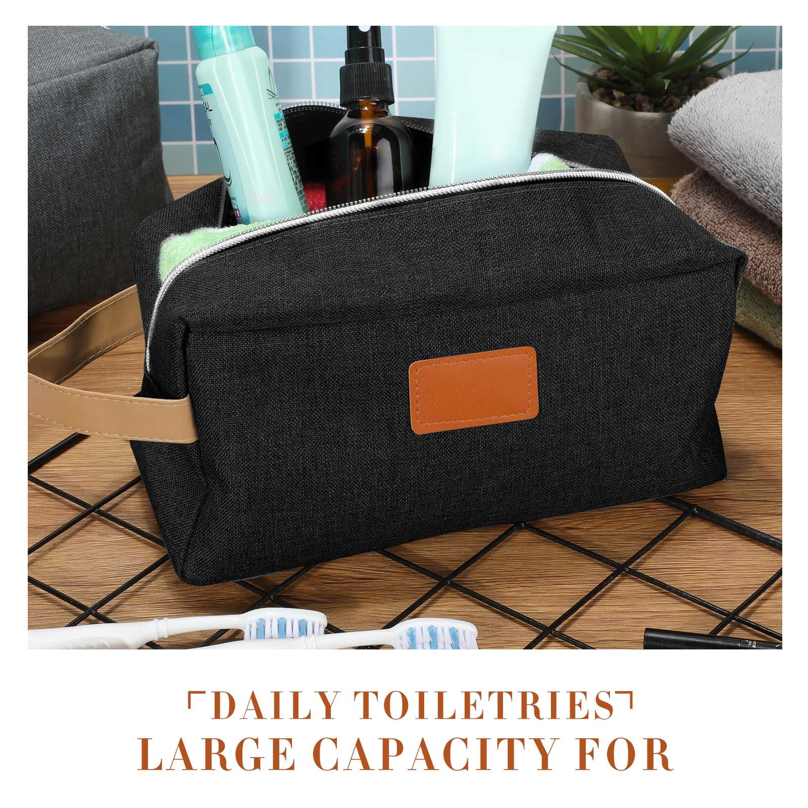 Paterr Lot de 8 trousses de toilette de voyage à suspendre pour homme - Résistante à l'eau - Sac de rangement portable - Cadeaux de Noël pour homme, Noir , 1