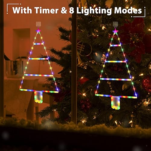 Miniatura 8 de LYHOPE Luces decorativas de Navidad, luces LED de escalera de Navidad de 2 pies, 8 modos y temporizador, luces de Navidad, luces LED de Navidad para