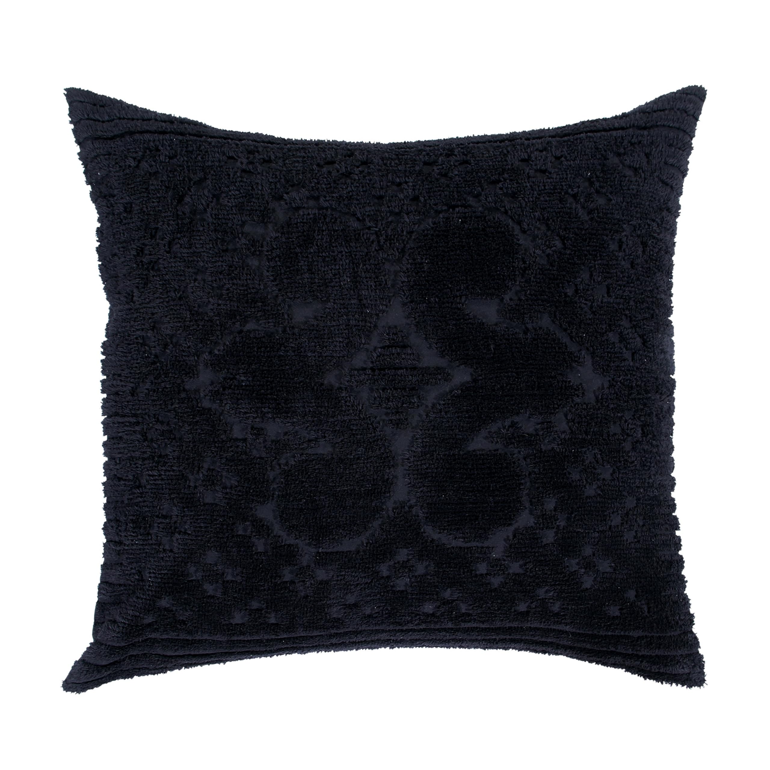 Better Trends Black Euro Sham 100% Cotton Chenille Bedspread Sham, Soft and Cozy Tufted Tumble Dry (26x26 Euro Sham) Ashton Collection