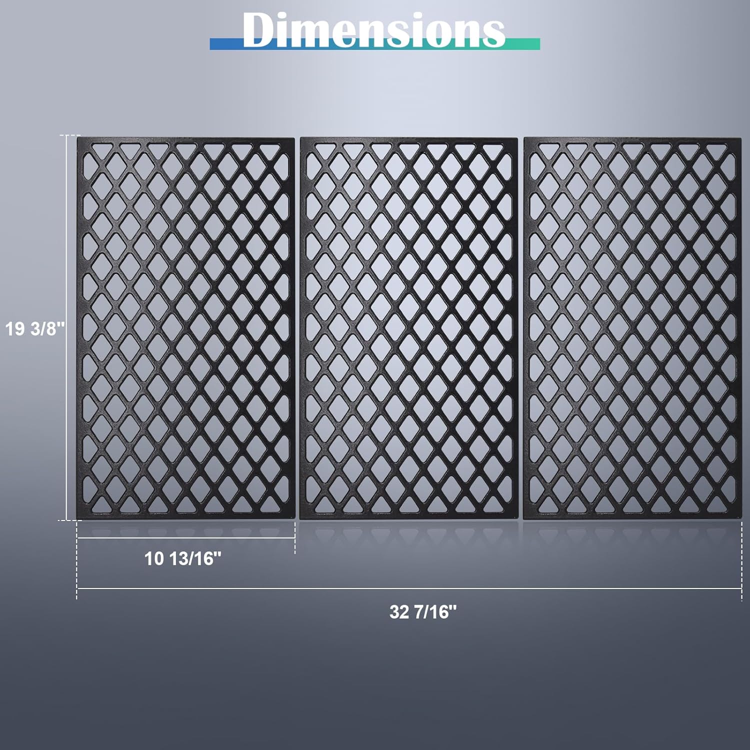 Hiorucet Cast Iron Grill Grates for Pit Boss Pro 1000 Series, Austin XL, Rancher XL, 1000 XL, PB1000, PB1000SC1, PB1000T2, PB1000T1, Sportsman 1000 Pit Boss Grill Replacement Parts, 3 Pack.