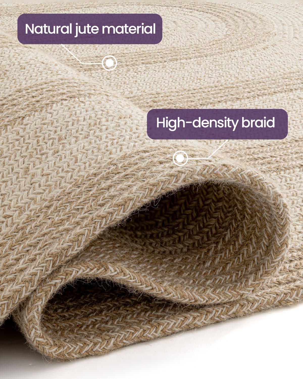 DEXI Jute Area Rug Natural Fiber 4x6 Oval, Woven Braided Durable Farmhouse Design Rugs for Living Room, Bedroom Dinning Room Office Outdoor Patio, Beige