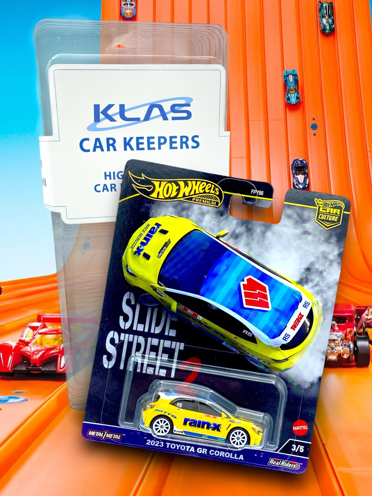 Hot Wheels 2023 Toyota GR Corolla (Yellow, Blue & White) 3/5 Slide