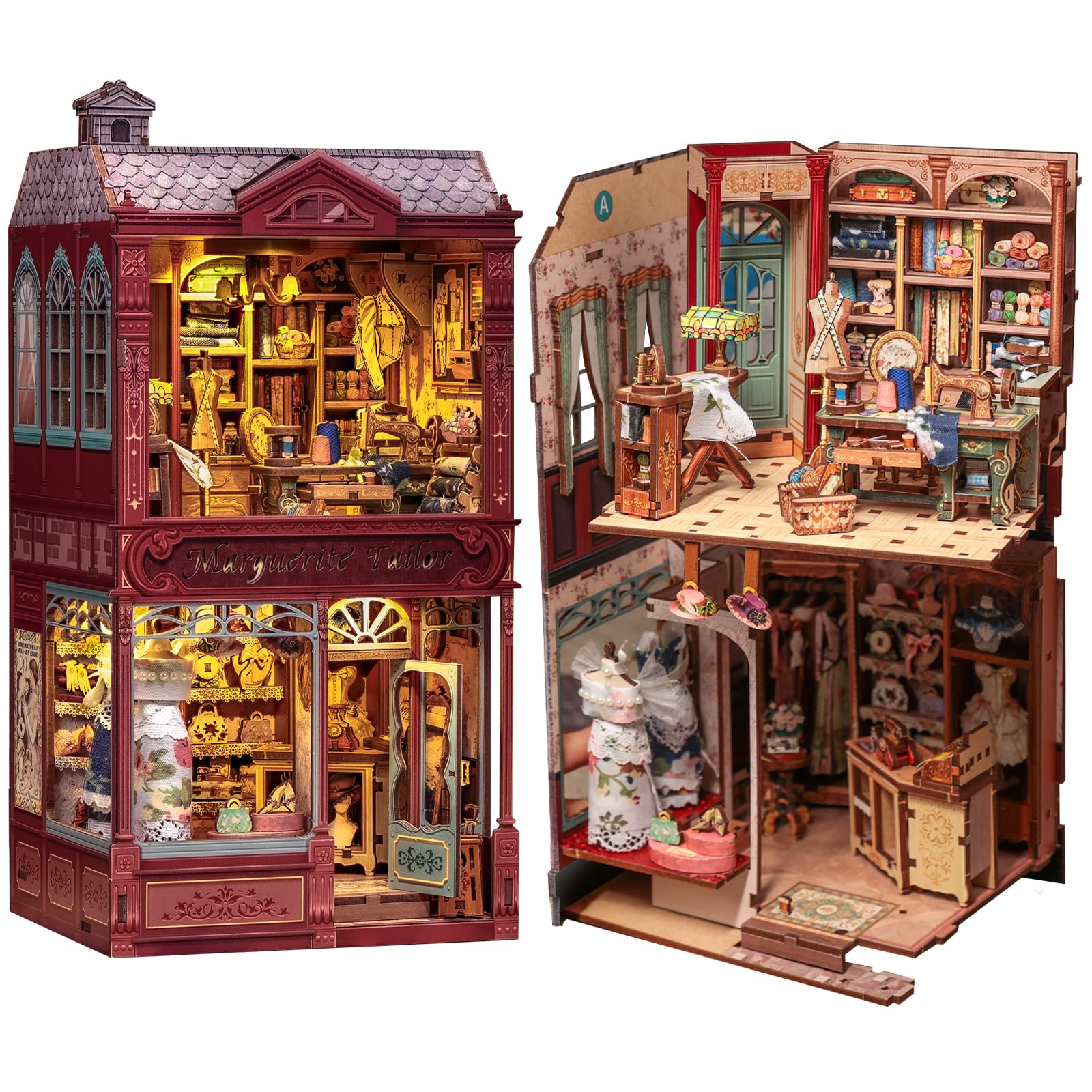 Fsolis Miniaturowy dom Japonia, zestaw drewnianych puzzli 3D, Book Nook, japoński zestaw do domku dla lalek, dekoracja regału na książki, redukcja stresu, prezent dla dorosłych