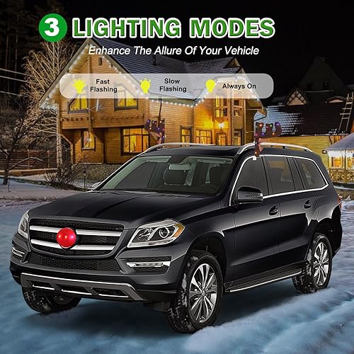 Miniatura 3 de Kit de nariz de reno de Navidad con luces LED, decoración de reno rojo con purpurina de Rudolph Red Nosed Rudolph - La mejor decoración de Navidad