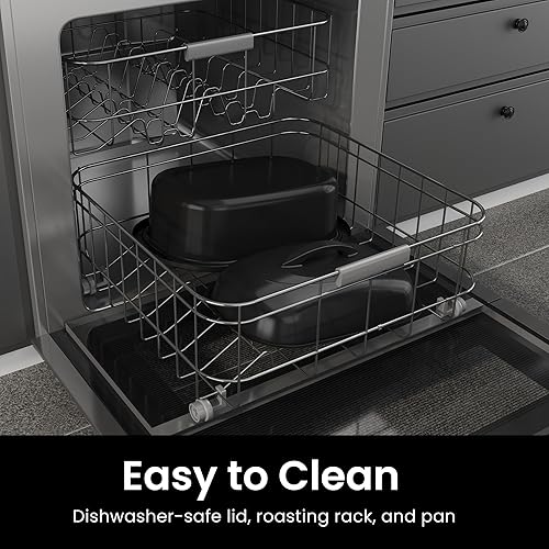 Miniatura 2 de Horno asador eléctrico de 22 cuartos con bandeja extraíble y tapa autohilvanado, perfecto para asar pavos con control de temperatura de 150 a 450 F