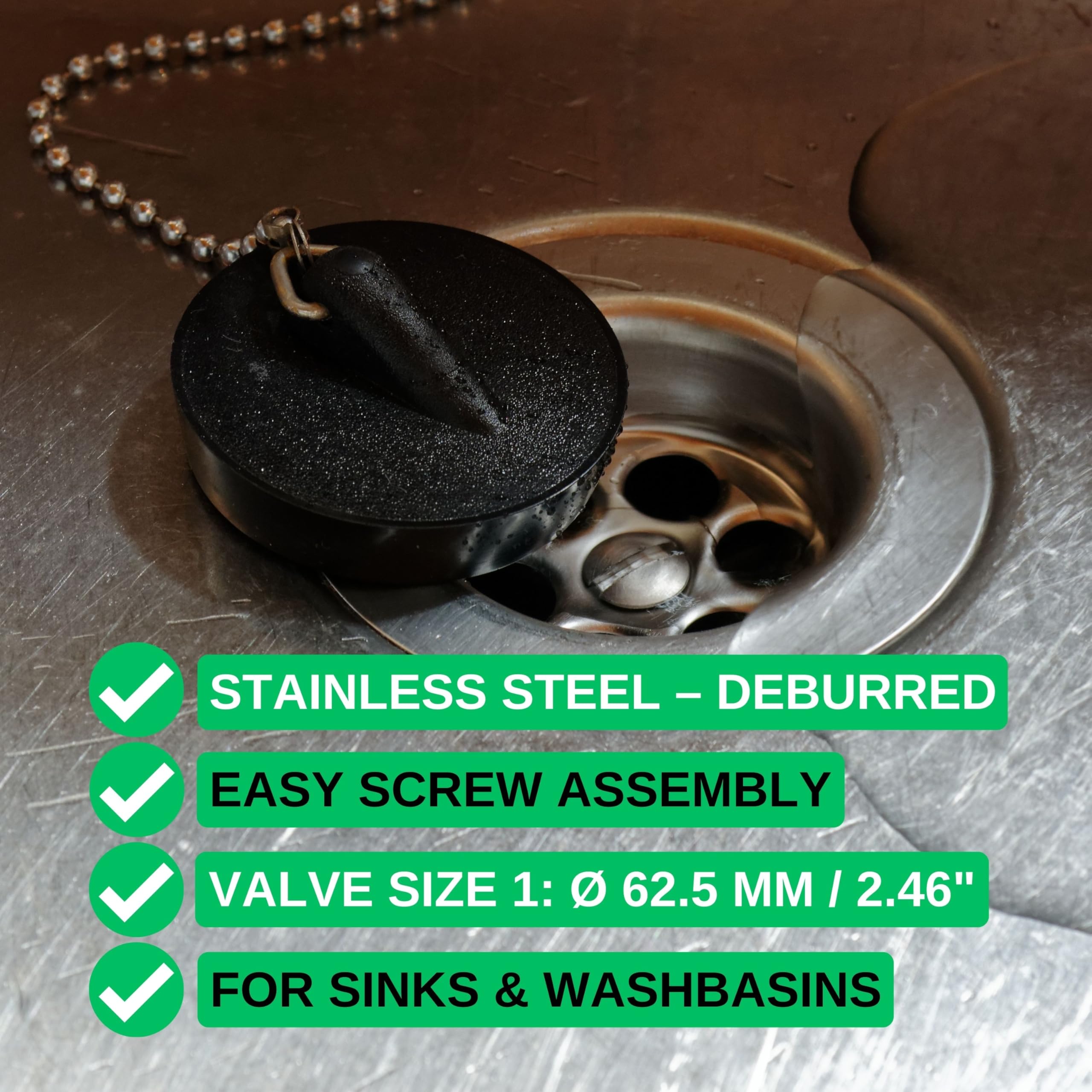 Passoire De Rechange Schläfer 1 1/4" – Grille Ronde Inox 63 Mm, Valve Facile D'Entretien