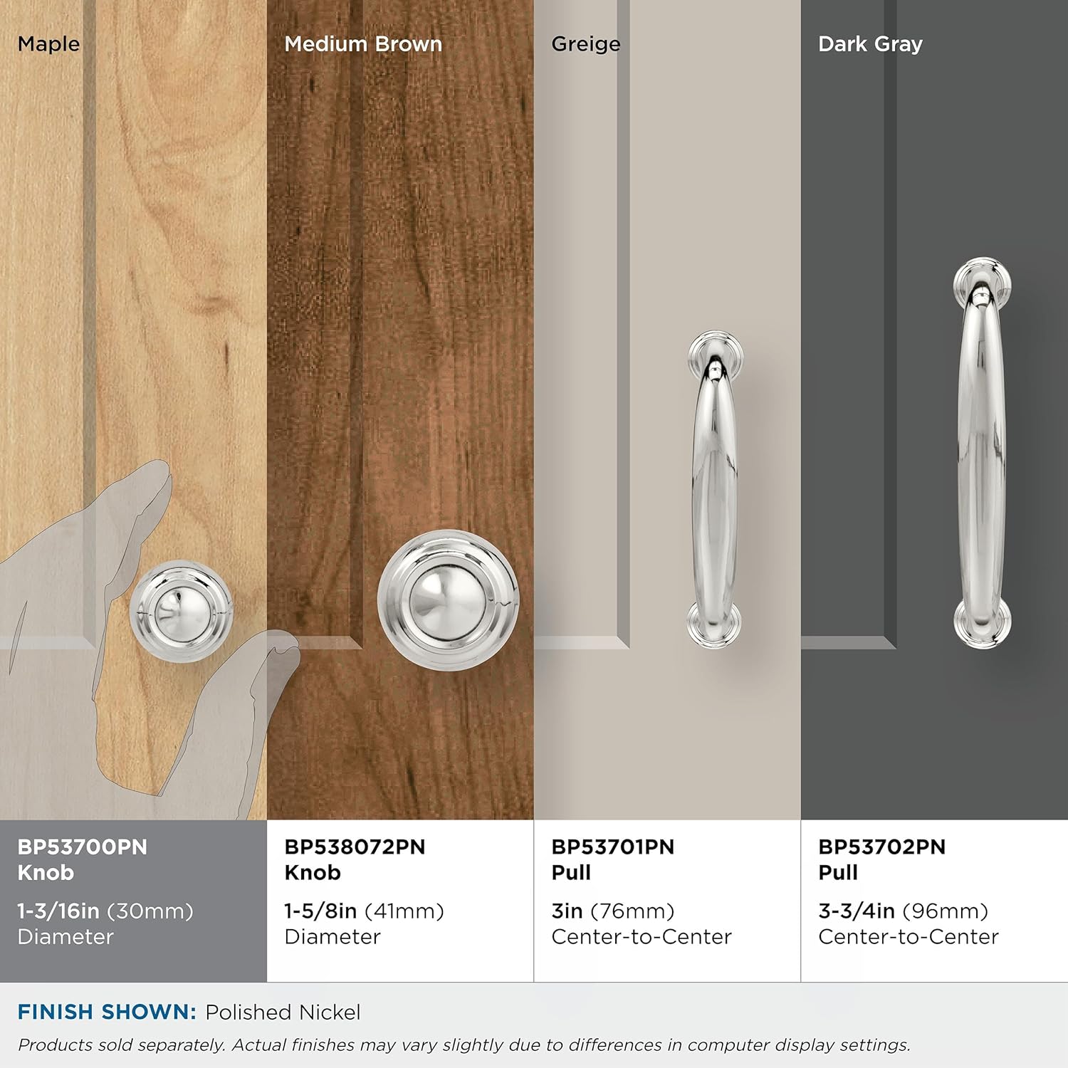 Polished Nickel Round Cabinet Knob with Mounting Hardware
