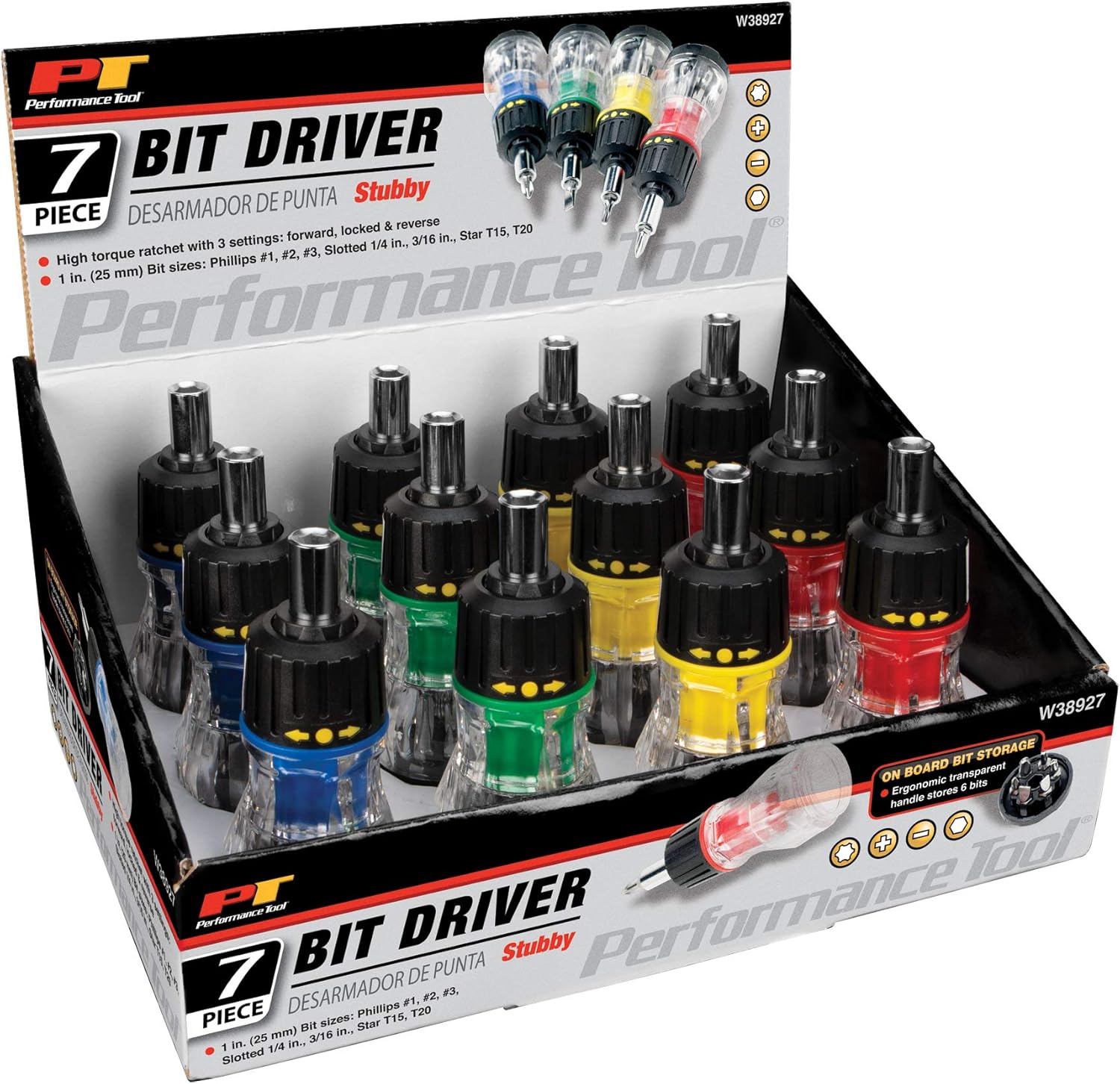 Performance Tool W38927 7 in 1 Stubby Screwdriver Set