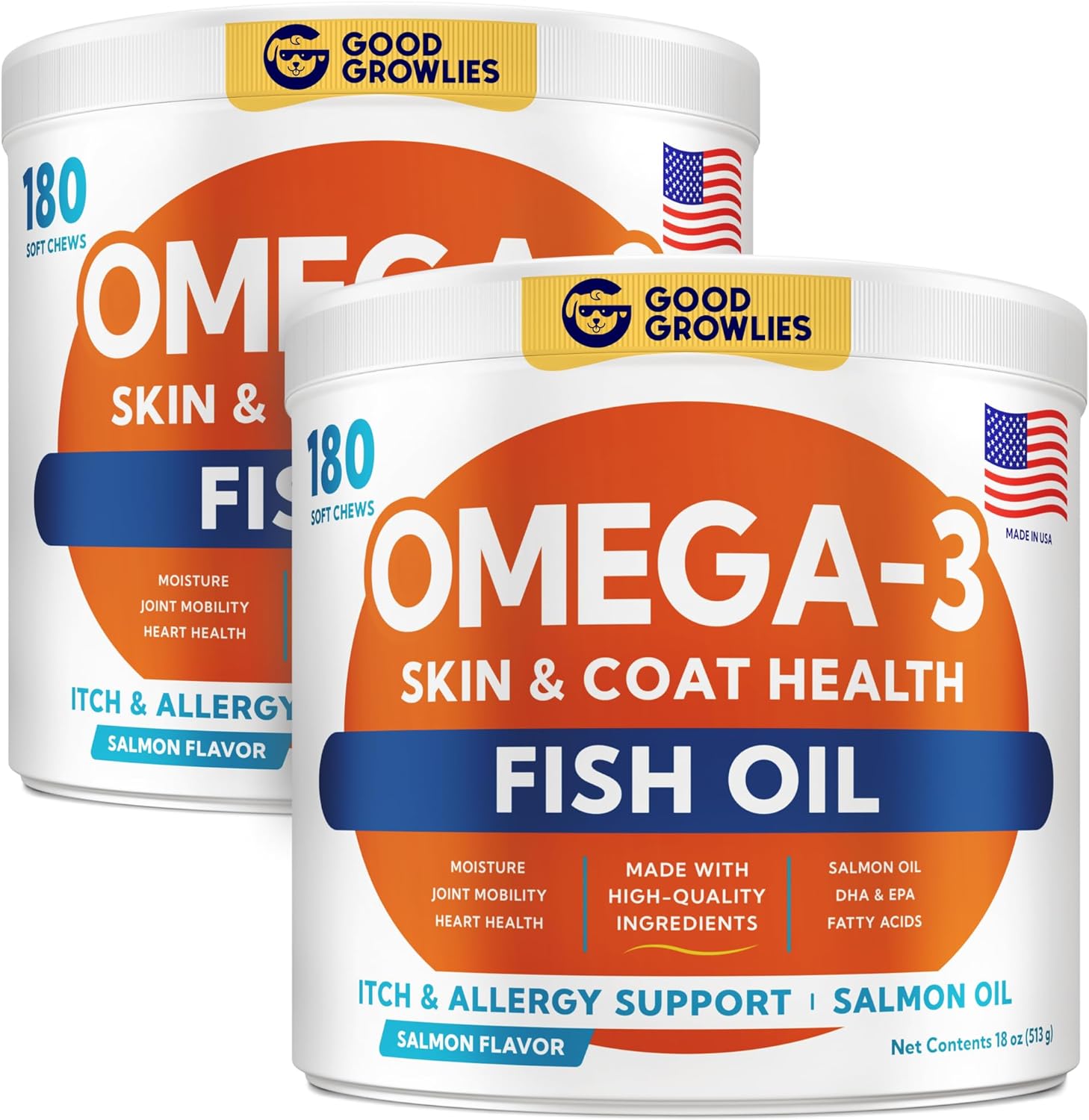 Omega 3 Alaskan Fish Oil Treats for Dogs (360 Ct) - Dry & Itchy Skin Relief + Allergy Support - Shiny Coats - EPA&DHA Fatty Acids - Natural Salmon Oil Chews - Hip & Joint Support - Salmon Flavor