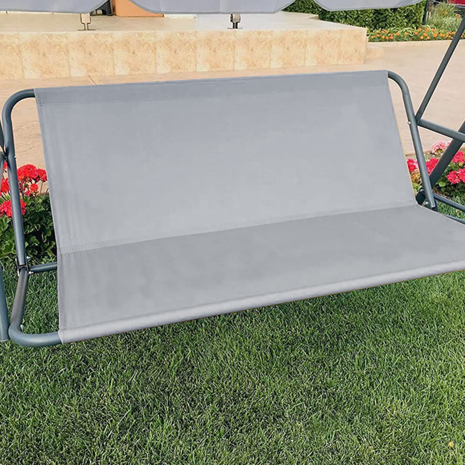 Coprisedia Per Dondolo Da Giardino Jackfru - Tessuto Oxford 900D, Impermeabile, Grigio, 113cm - Foto 8