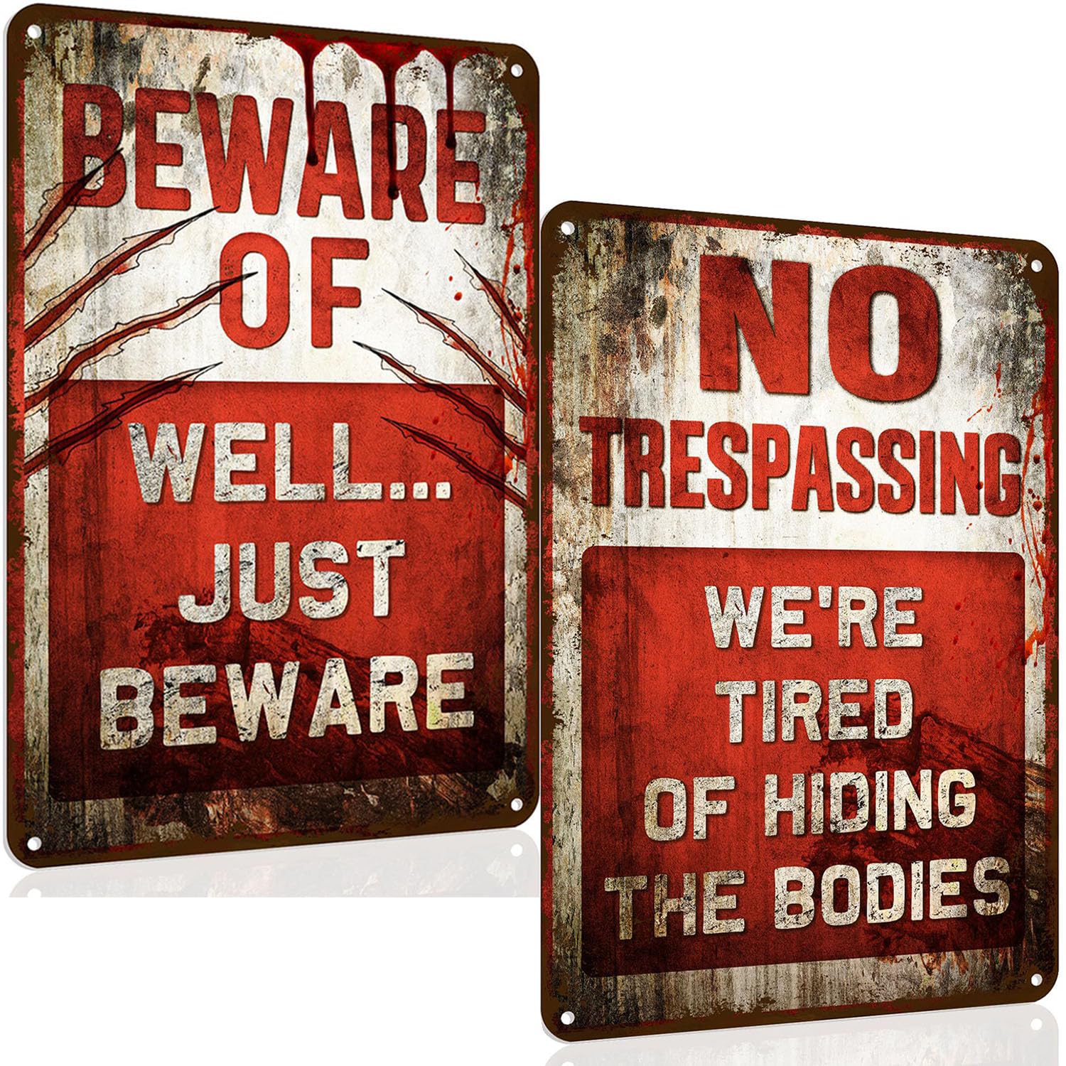 2pcs Halloween Decorations Outdoor Indoor,Halloween Accessories Scary Metal Sign,Halloween Garden Party Decor Front Door Props,Outside Haloween Ornaments,Halloween Party Decor Door Wall (Style 1)