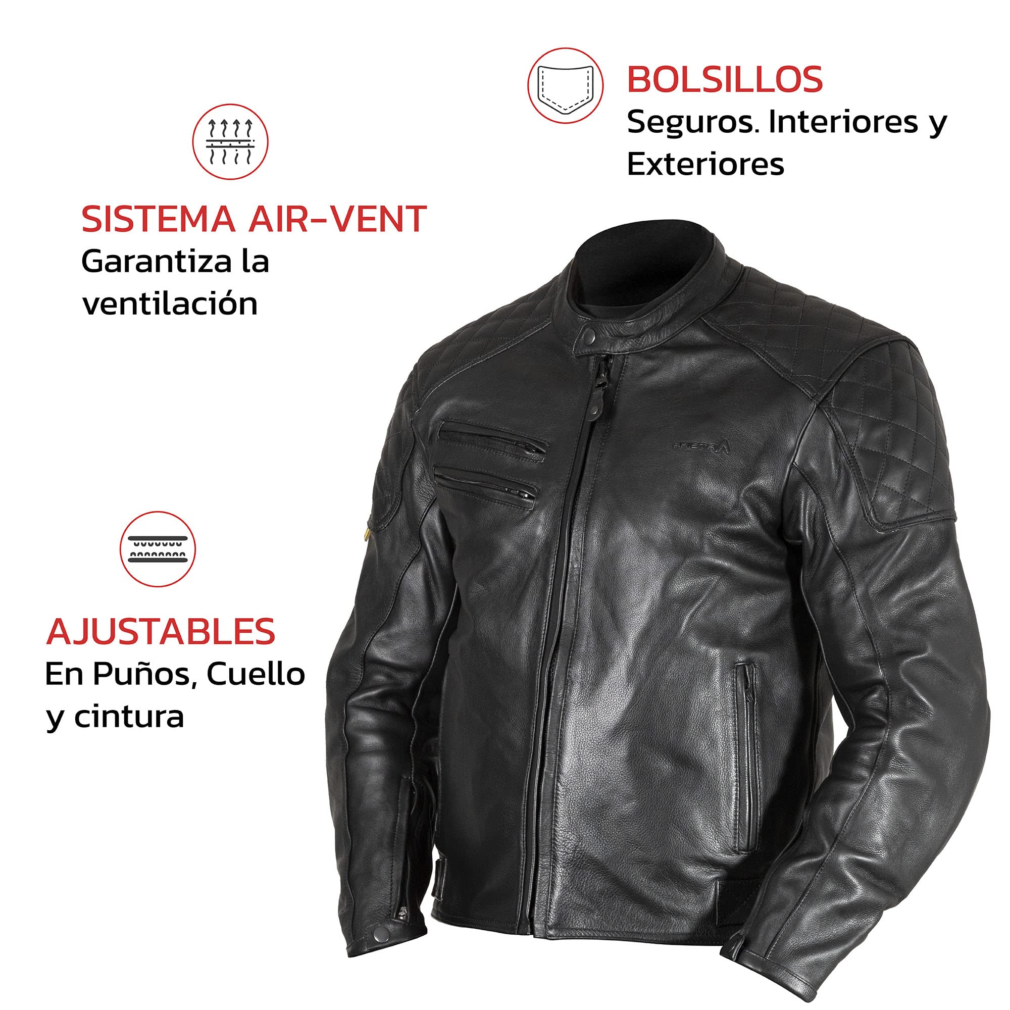 ARISTA CHAQUETA DE MOTO SKIN RETRO EN PIEL NEGRA TALLA L
