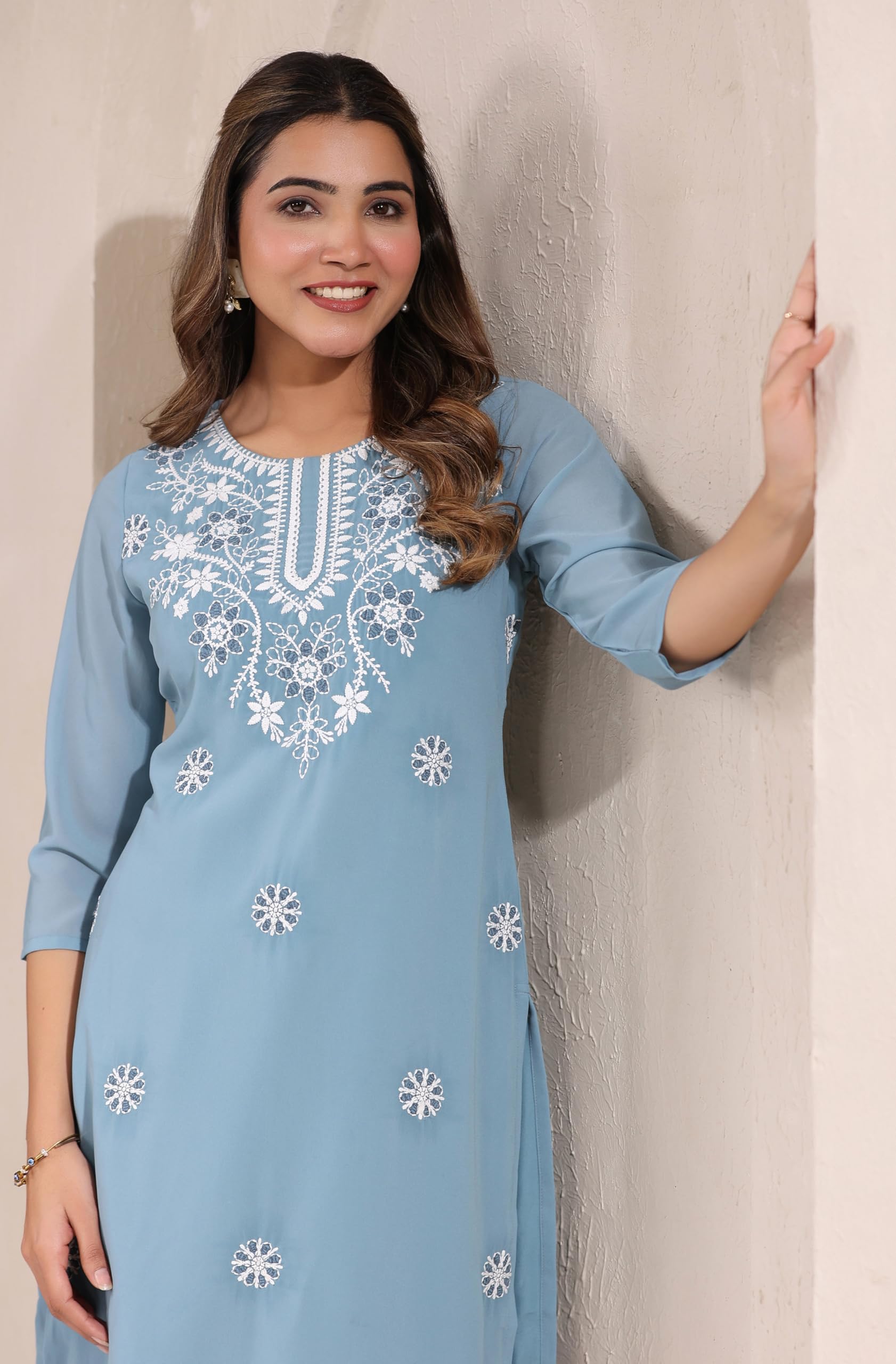 Janasya Women's Georgette Regular Fit Casual Kurta