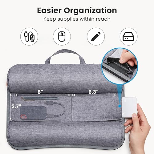 Miniatura 5 de HUANUO Escritorio de regazo para laptop, se adapta a laptops y tabletas de hasta 15.6 pulgadas, escritorio portátil con cojín, soporte para teléfono