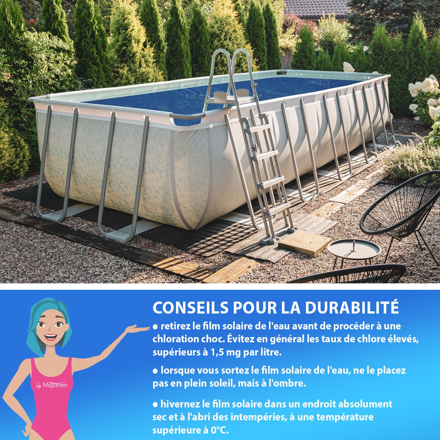 tillvex® Elite Pool Zonnedoek 400 µm Rechthoekig 800x400 cm | Premium