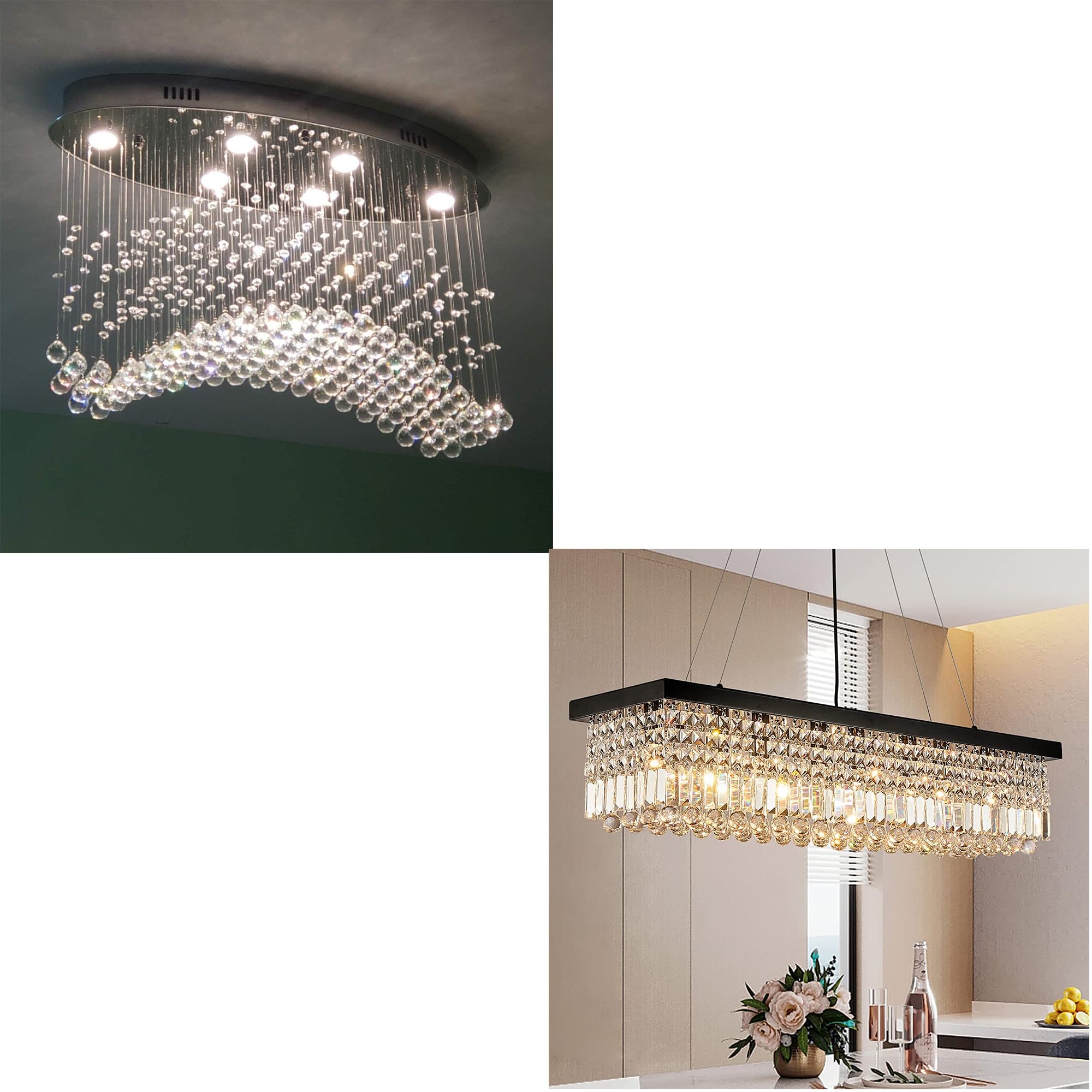 7PM Crystal Chandelier, Rectangle Chandeliers for Dining Room for sale