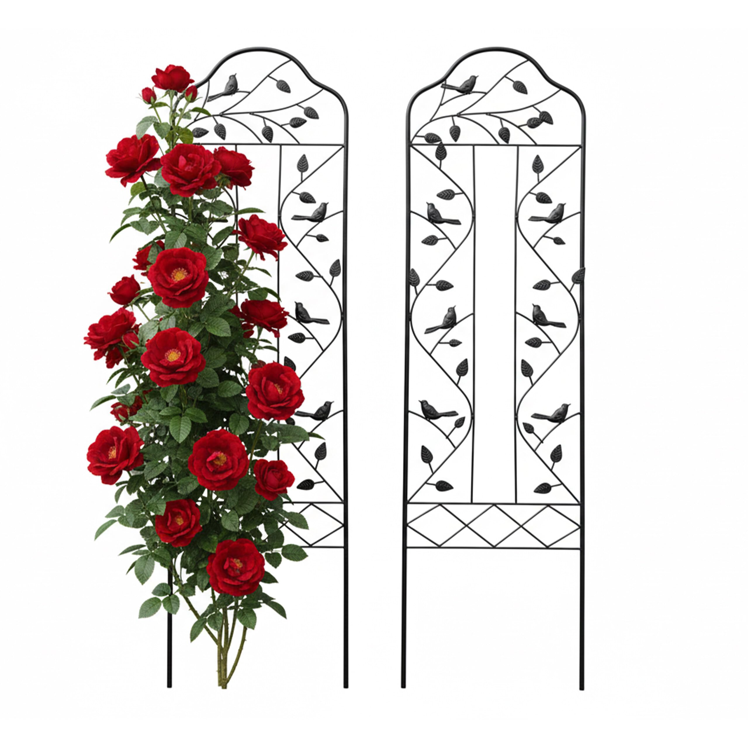 Relaxdays, Set de 2 enrejados para Enredaderas, 115 x 32 cm, Metal Vintage, Soporte para Rosales, Negro