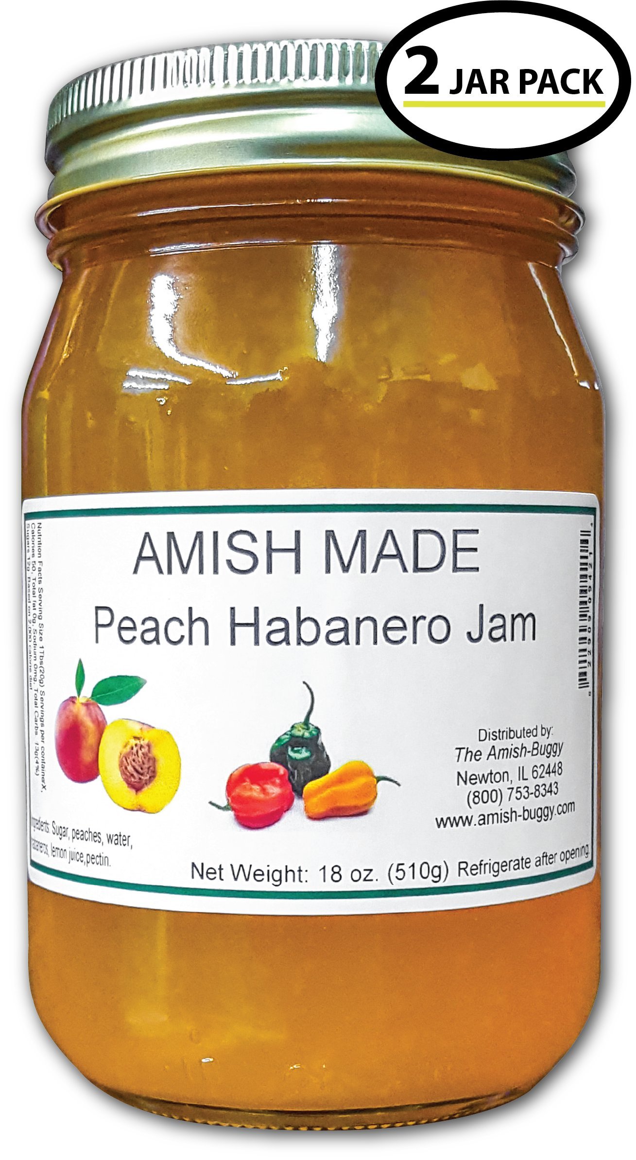 Amish Jam - Two 16 Oz Jars (Peach Habanero)