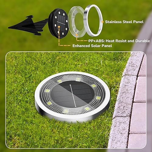 Miniatura 8 de INCX Solar Ground Lights,16 Pack Solar Lights Outdoor Waterproof, Solar Garden Lights Landscape Lighting for Patio Pathway Lawn Yard Deck Driveway