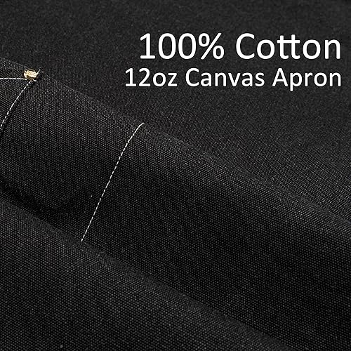 Miniatura 3 de Delantal para hombres y mujeres, delantal de lona personalizado con bolsillos espaciosos, delantal unisex, cocina, jardinería, carpintería, regalo