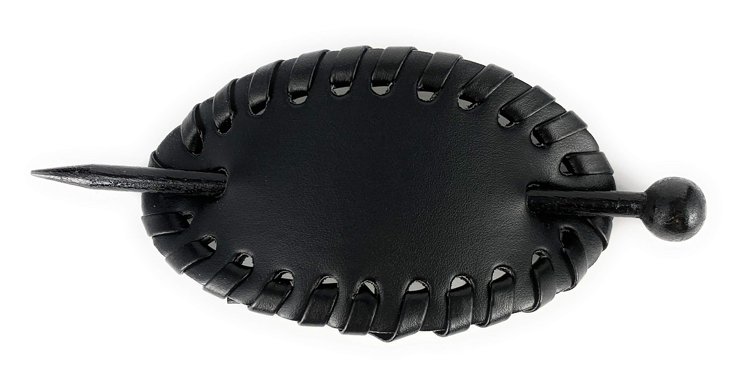 Black faux leather slide barrette hair pin stick barrette accessory hairpin stitched edge pattern