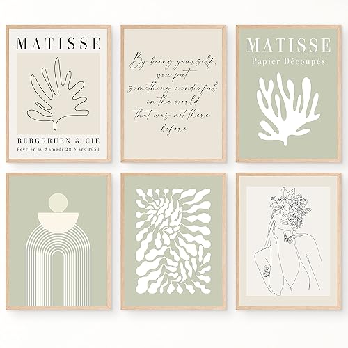 JUJU'S VIBES Sage Green Matisse Wall Art Prints Aesthetic Posters,