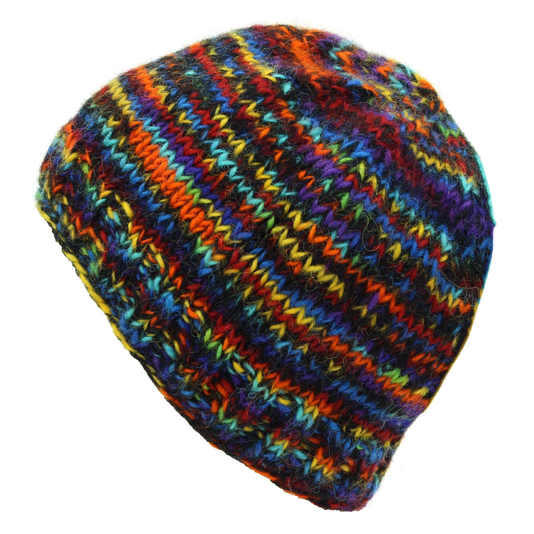 Loudelephant Unisex Sd Black Rainbow Hand Knitted Wool Beanie Hat