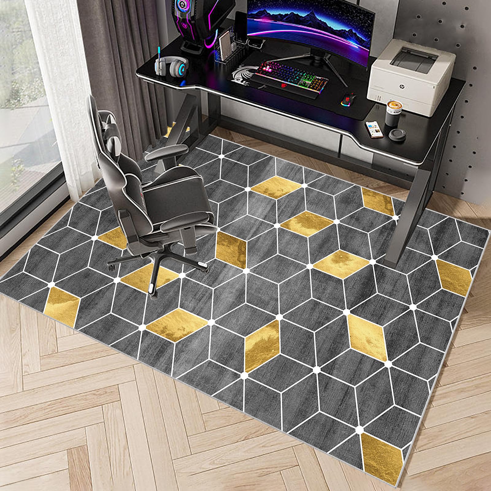 Tappetino Salvapavimento Antiscivolo, Tappeto per Sedia Ufficio per per Pavimenti in Legno Duro, Tappeto Gaming pavimento, Tappetini di Protezione per Pavimento per Parquet e Laminato 120 x 140 cm
