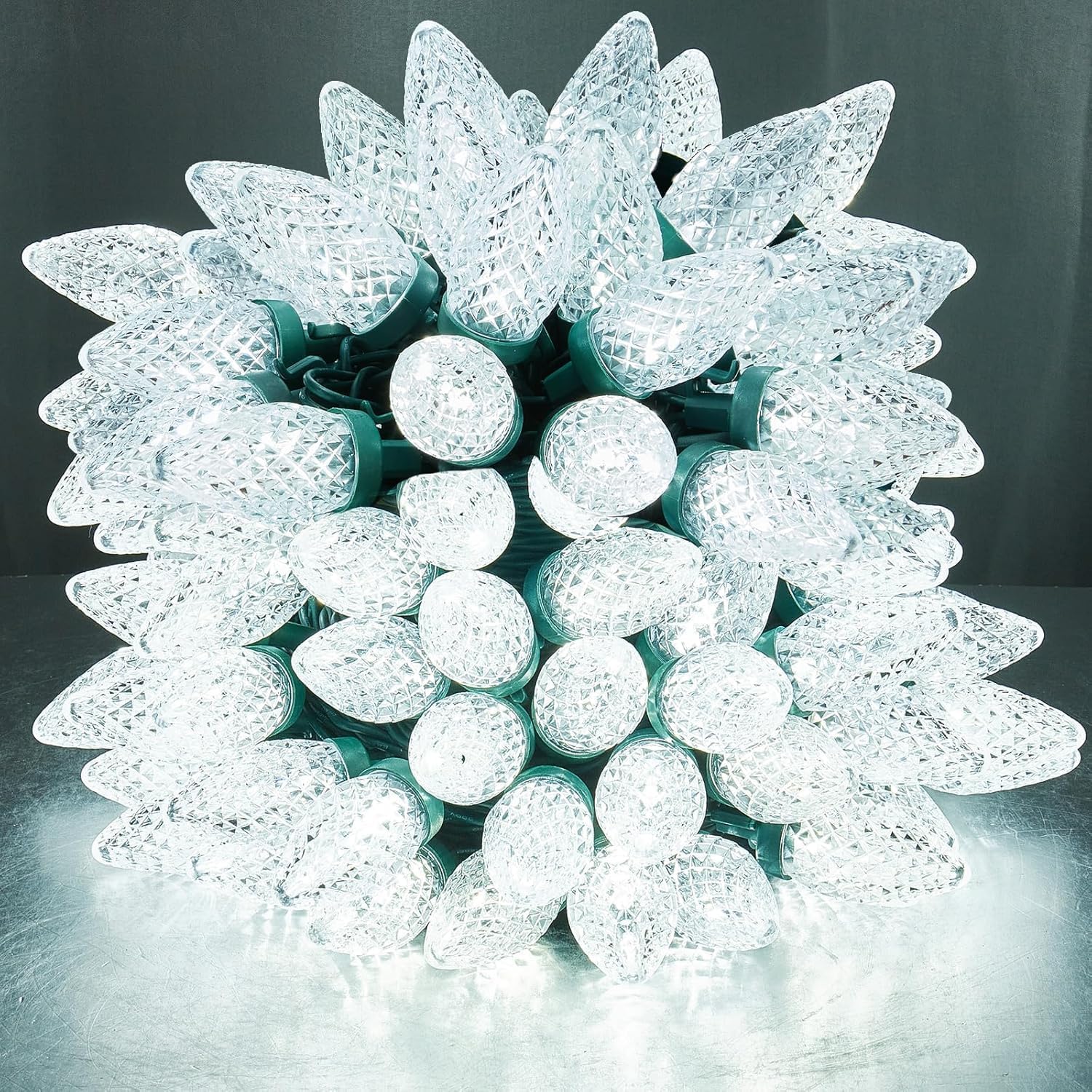 C9 Led Christmas Lights Outdoor Christmas Decorations Commerical Grade 50Led 33ft Christmas Tree Lights Set for Indoor Outdoor Wedding, Holiday, Party, Home Christmas Decorations(White) White 50Led