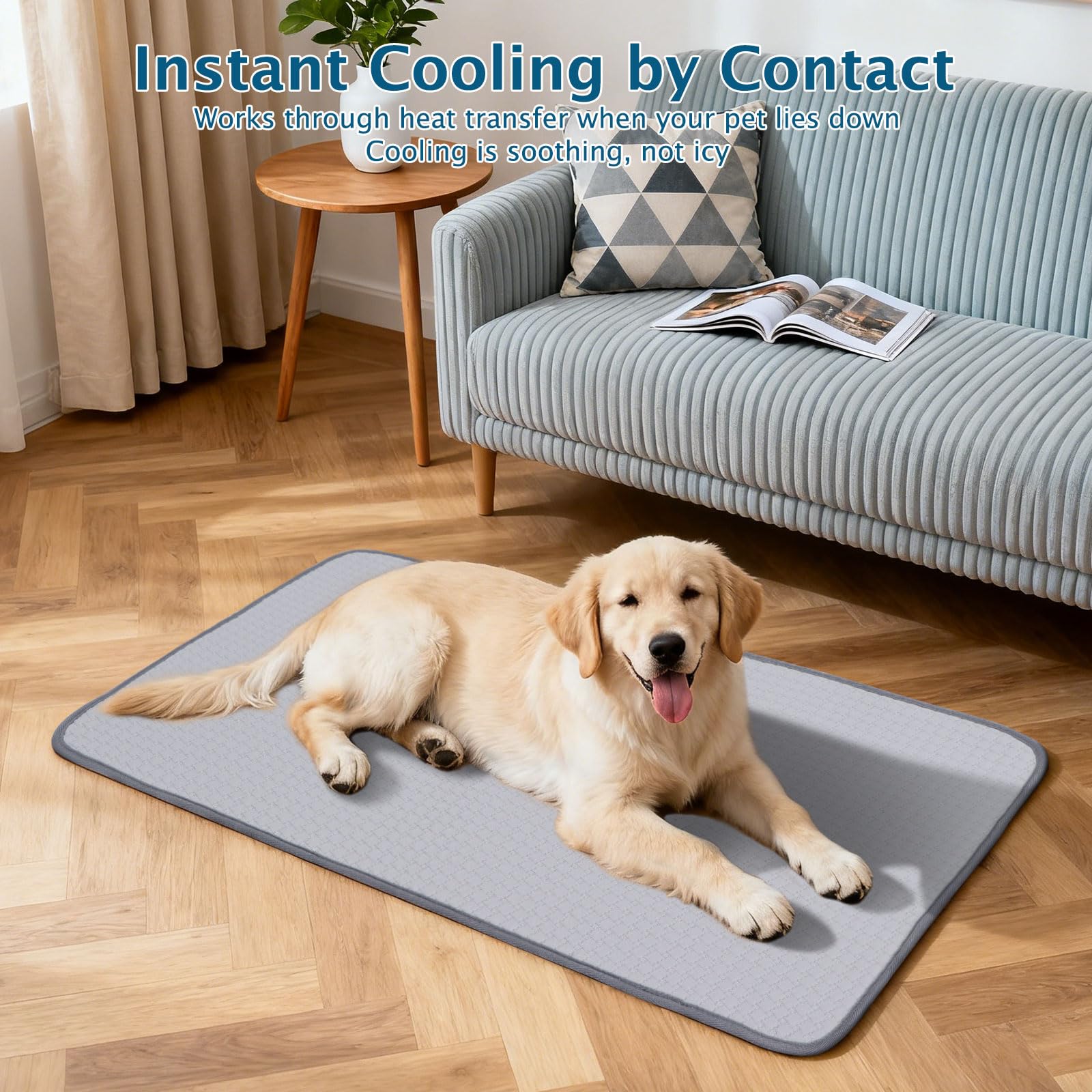 BVAGSS Colchoneta Refrescante para Perros, Cojín Refrescante Alfombrilla Refrescante, Cama Fría y Manta Refrigerante Duradera para Mascotas XH084 (Gris,50x70cm)