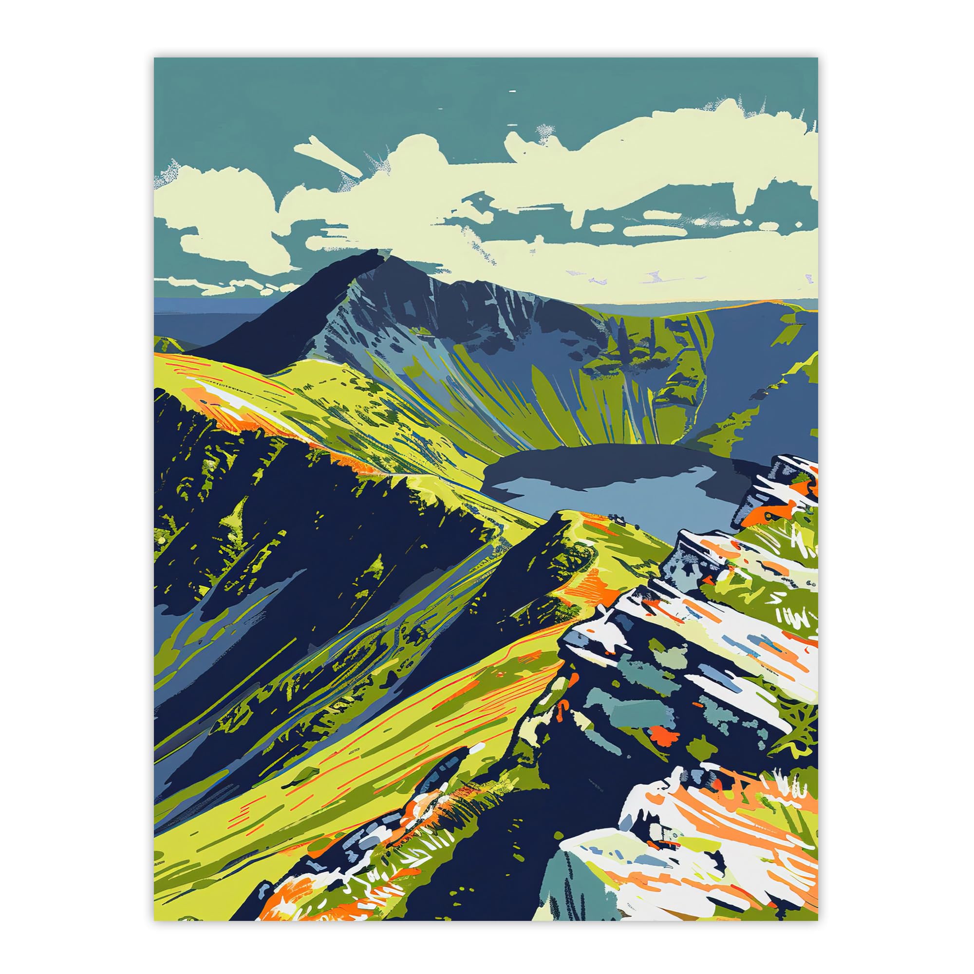Artery8 Bold Helvellyn Mountain Lake Hiking Landscape Living Room Extra Large XL Wall Art Poster Print