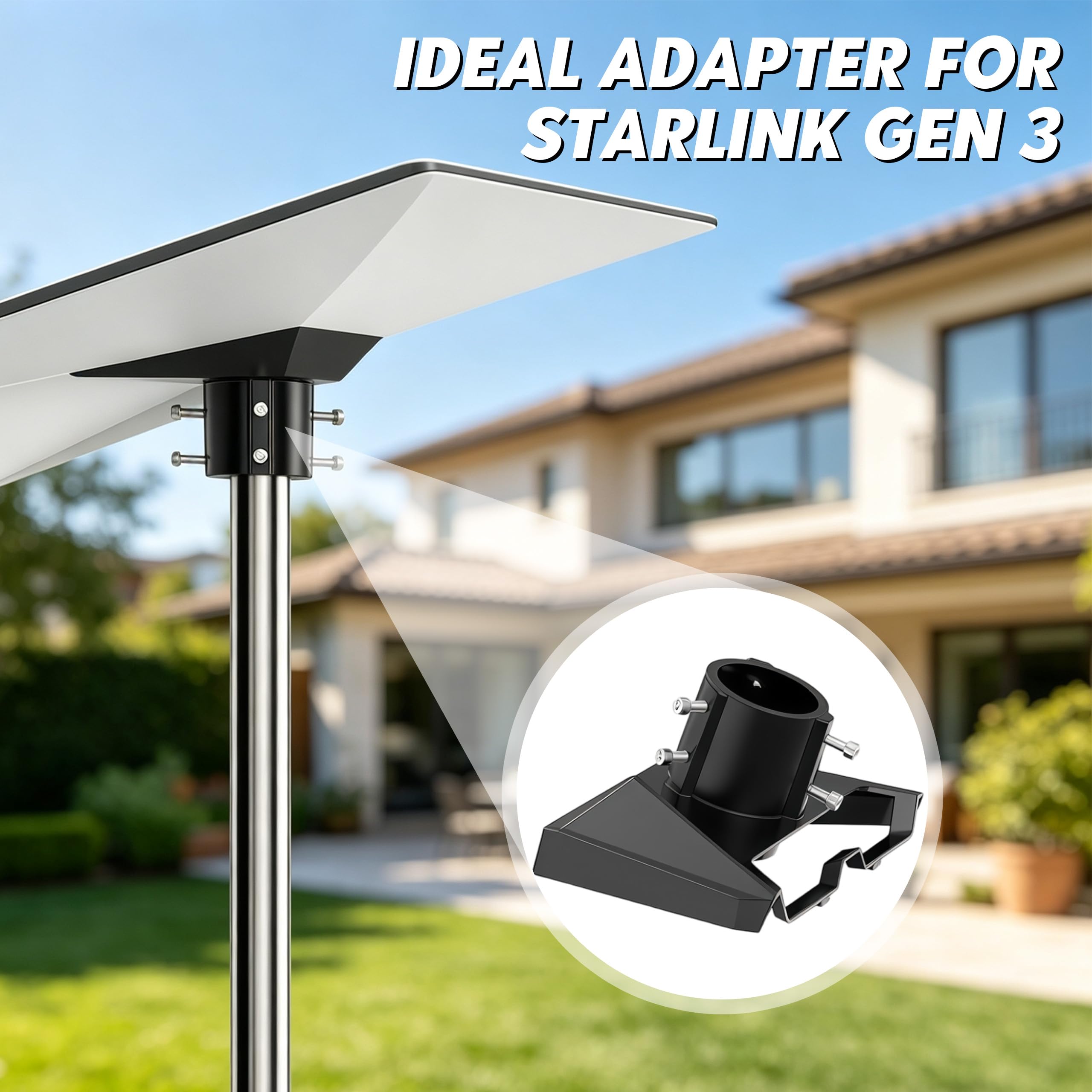 Support Starlink 4/4X/Gen 3 en acier inoxydable avec adaptateur de tube Gen 3